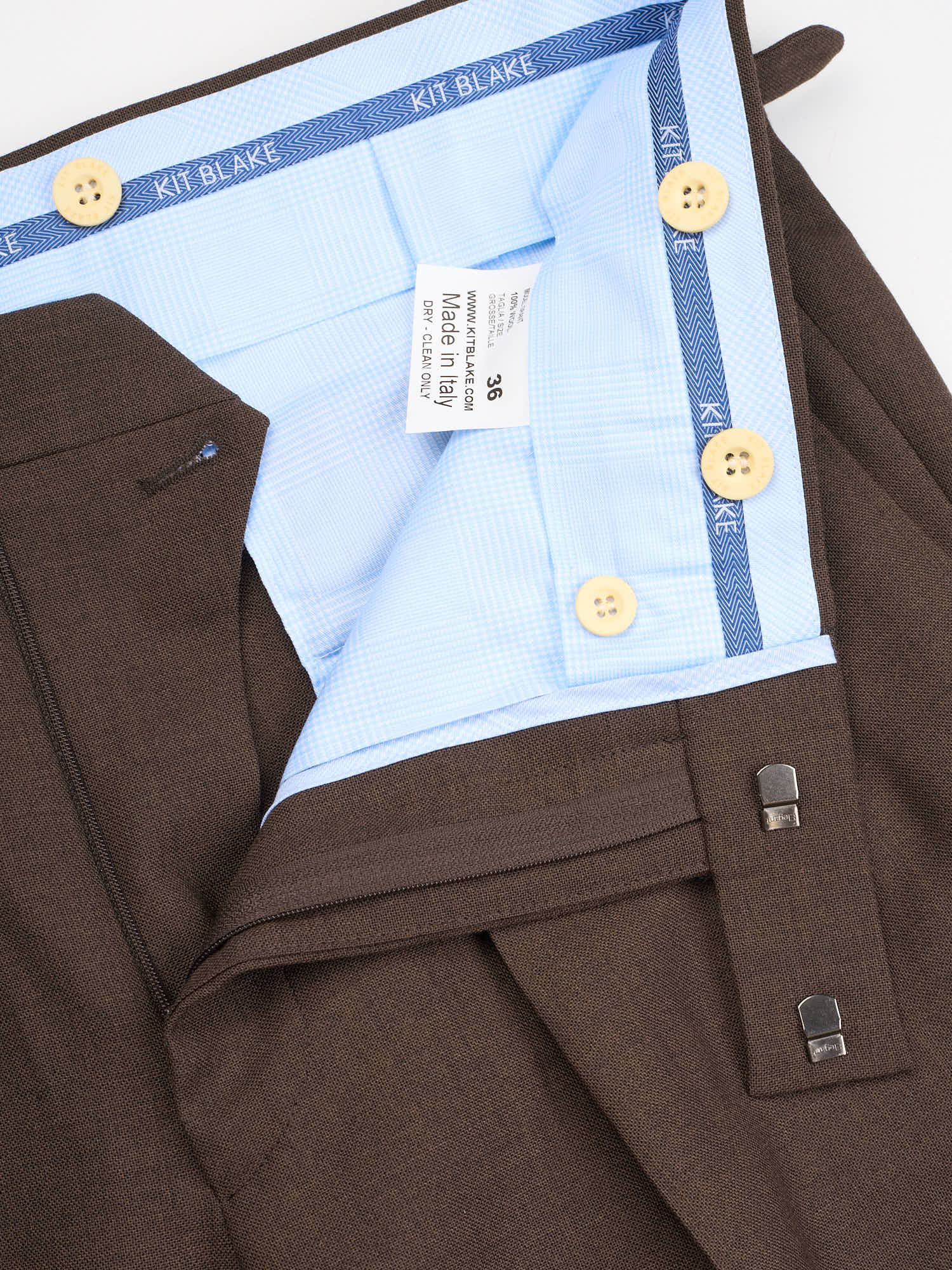 Gabor KIT BLAKE "Grant" Dark Brown Fresco Wool Pleated Trousers