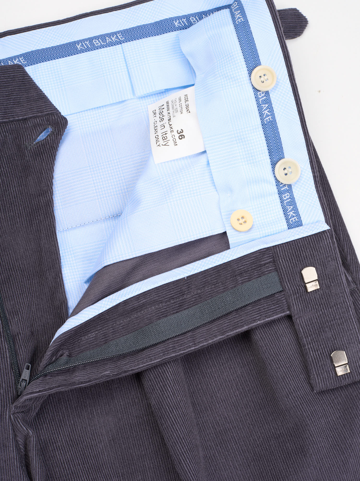 KIT BLAKE "Grant" Gray Cotton Corduroy Trousers