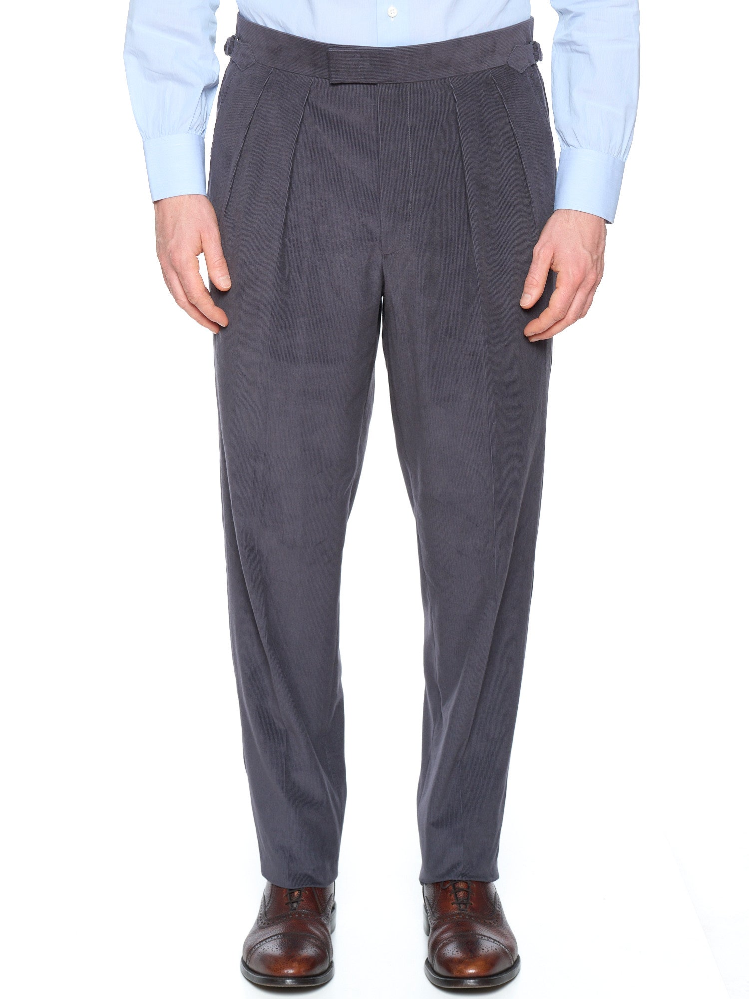 KIT BLAKE "Grant" Gray Cotton Corduroy Trousers