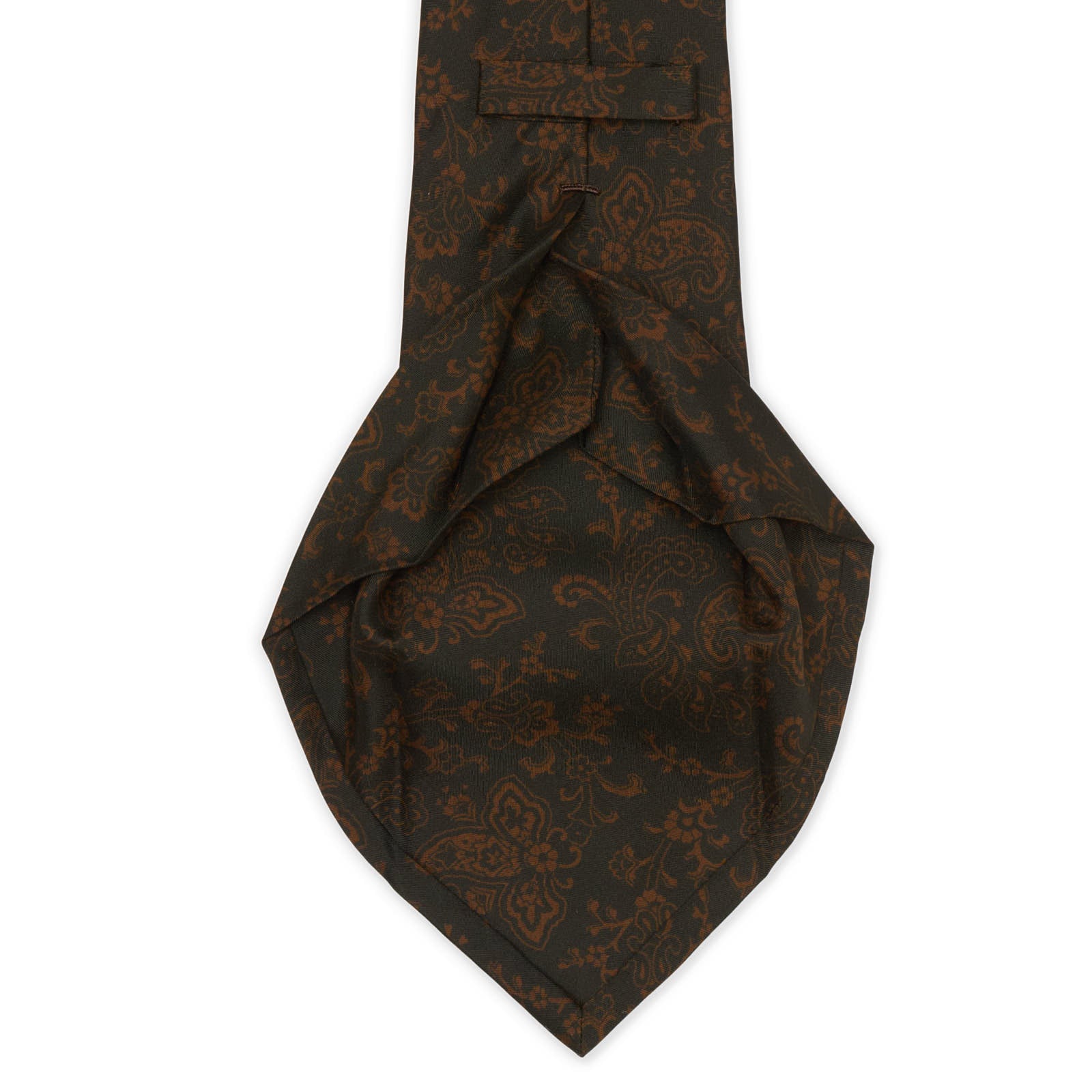 KITON Black-Brown Paisely Seven Fold Silk Tie NEW