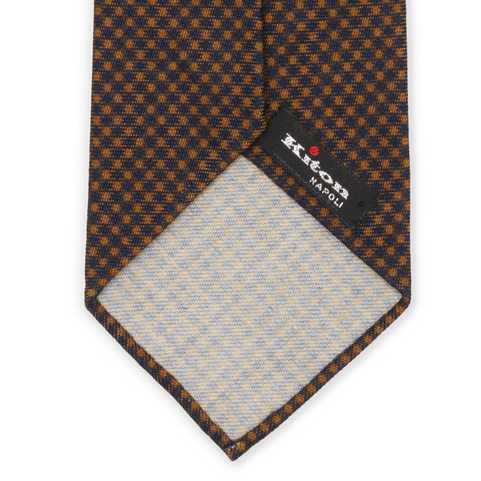 KITON Brown Plaid Seven Fold Cotton-Wool Tie NEW