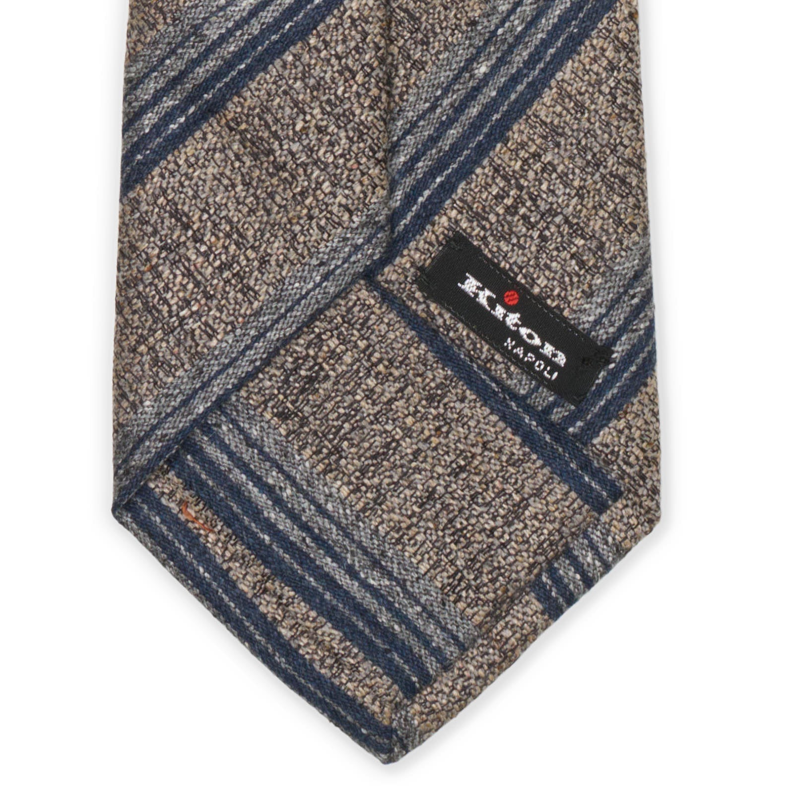 KITON Gray-Blue Diagonal Striped Seven Fold Silk Tie NEW