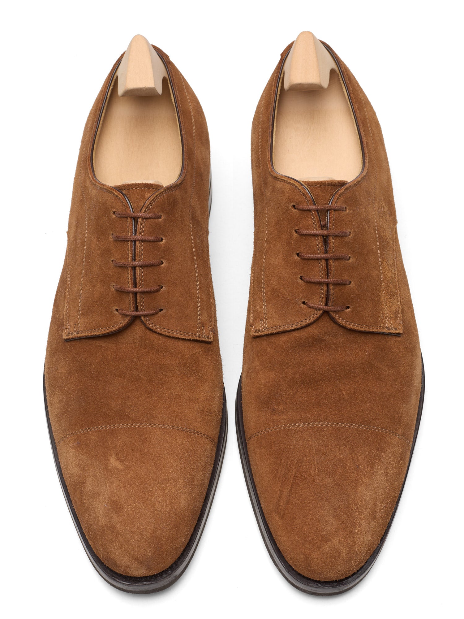 KITON Handmade Brown Suede Leather Captoe Derby Shoes US 9 NEW