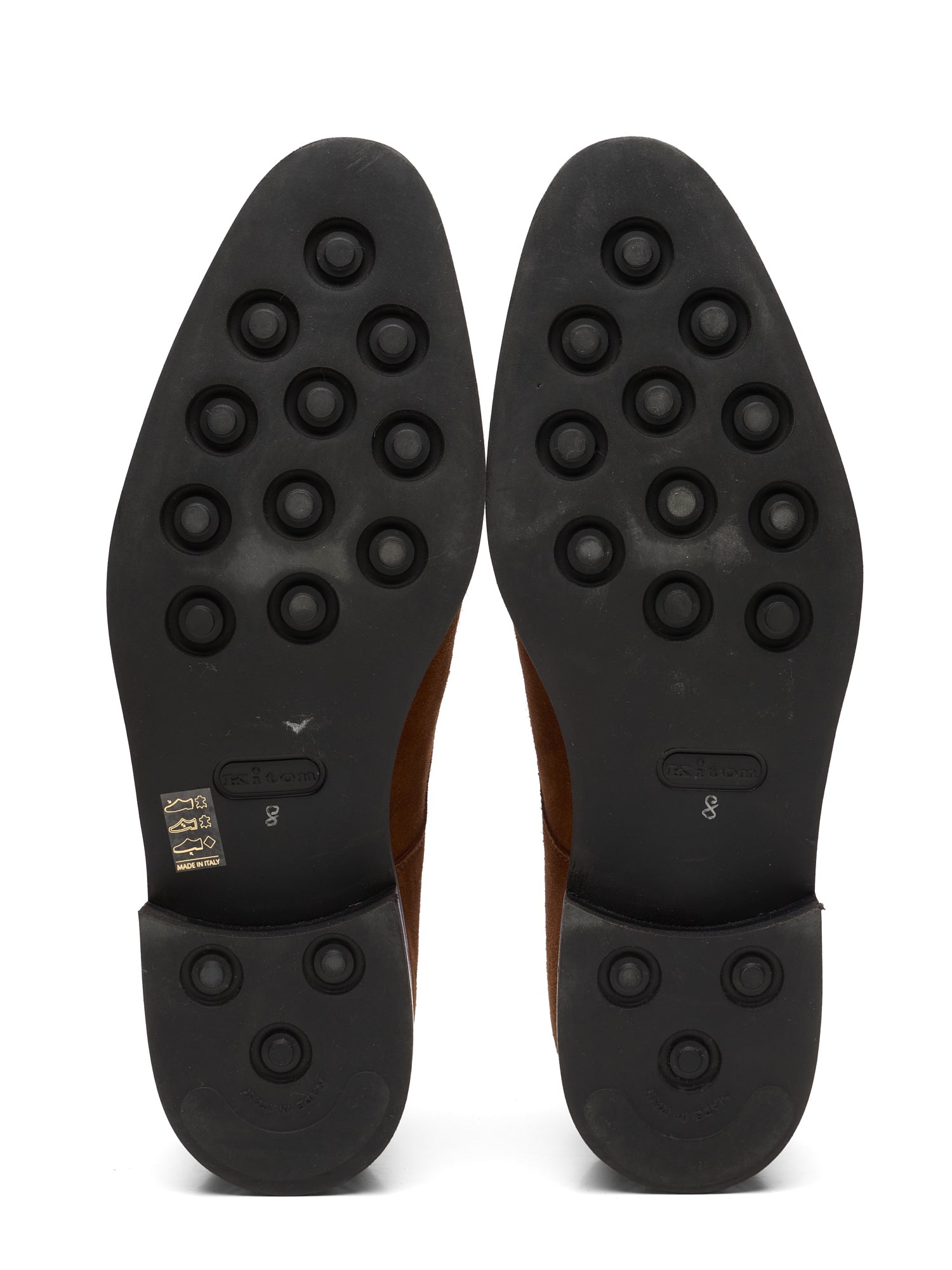 KITON Handmade Brown Suede Leather Captoe Derby Shoes US 9 NEW