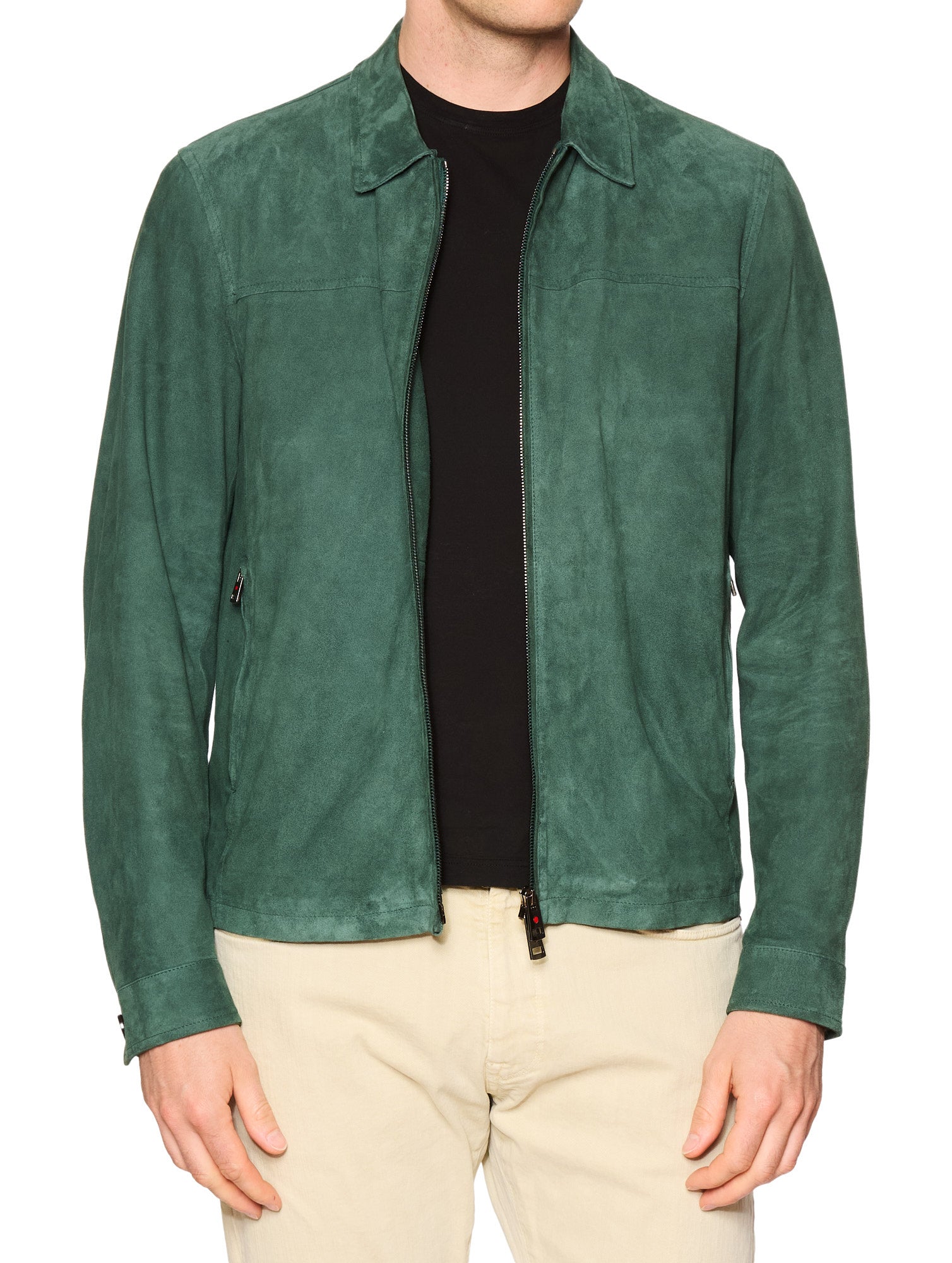 KITON KIRED Emerald Green Sheepskin Trucker Leather Jacket EU 50 NEW US M