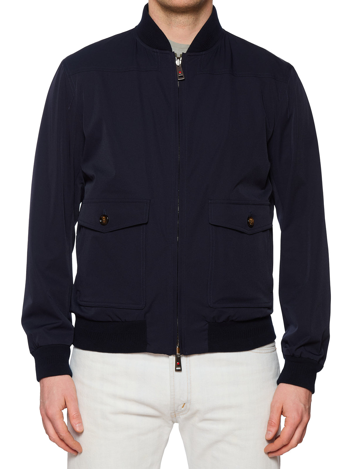 KITON KIRED Navy Blue-Green Reversible Bomber Jacket EU 52 NEW US L