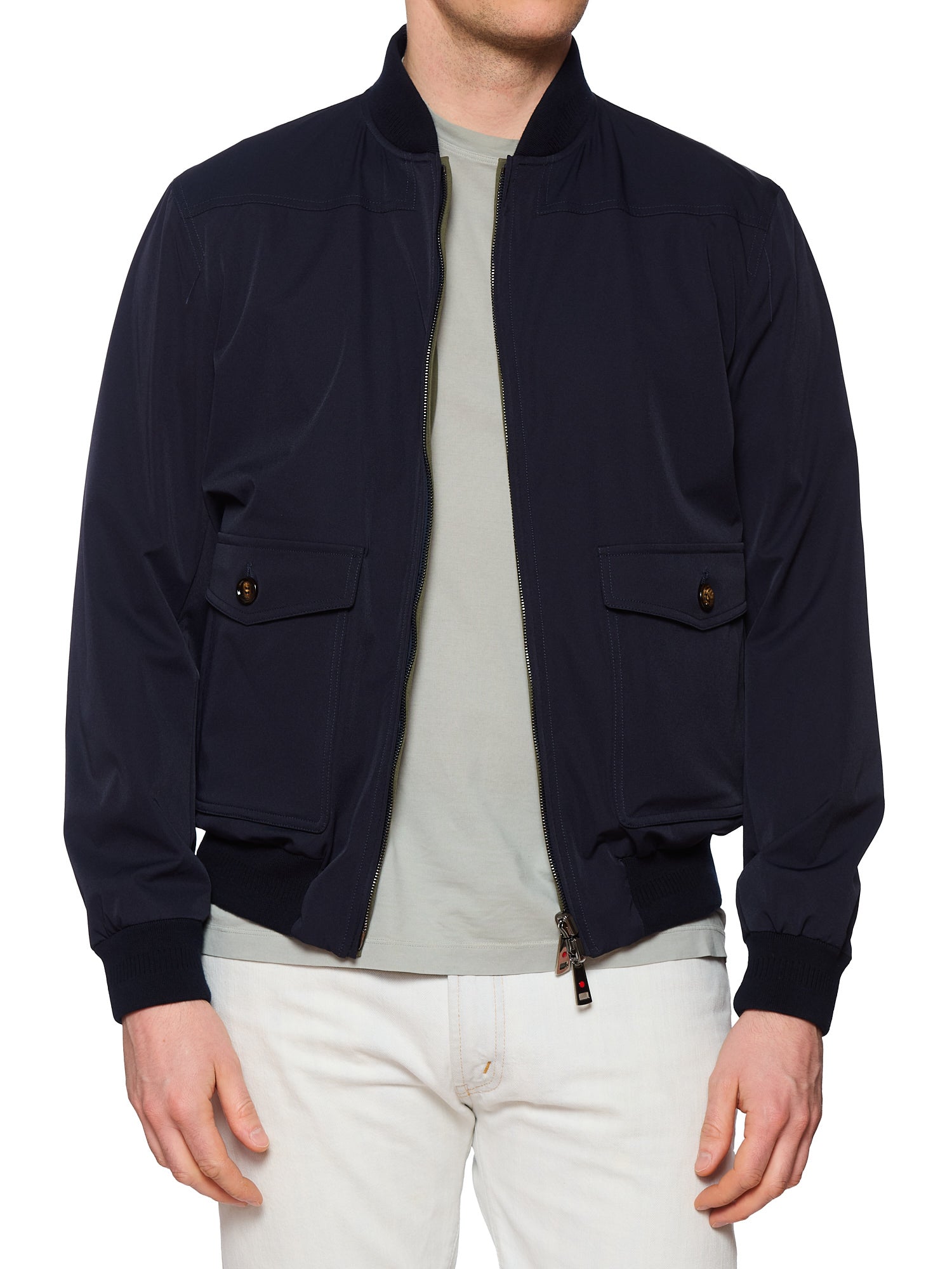KITON KIRED Navy Blue-Green Reversible Bomber Jacket EU 52 NEW US L