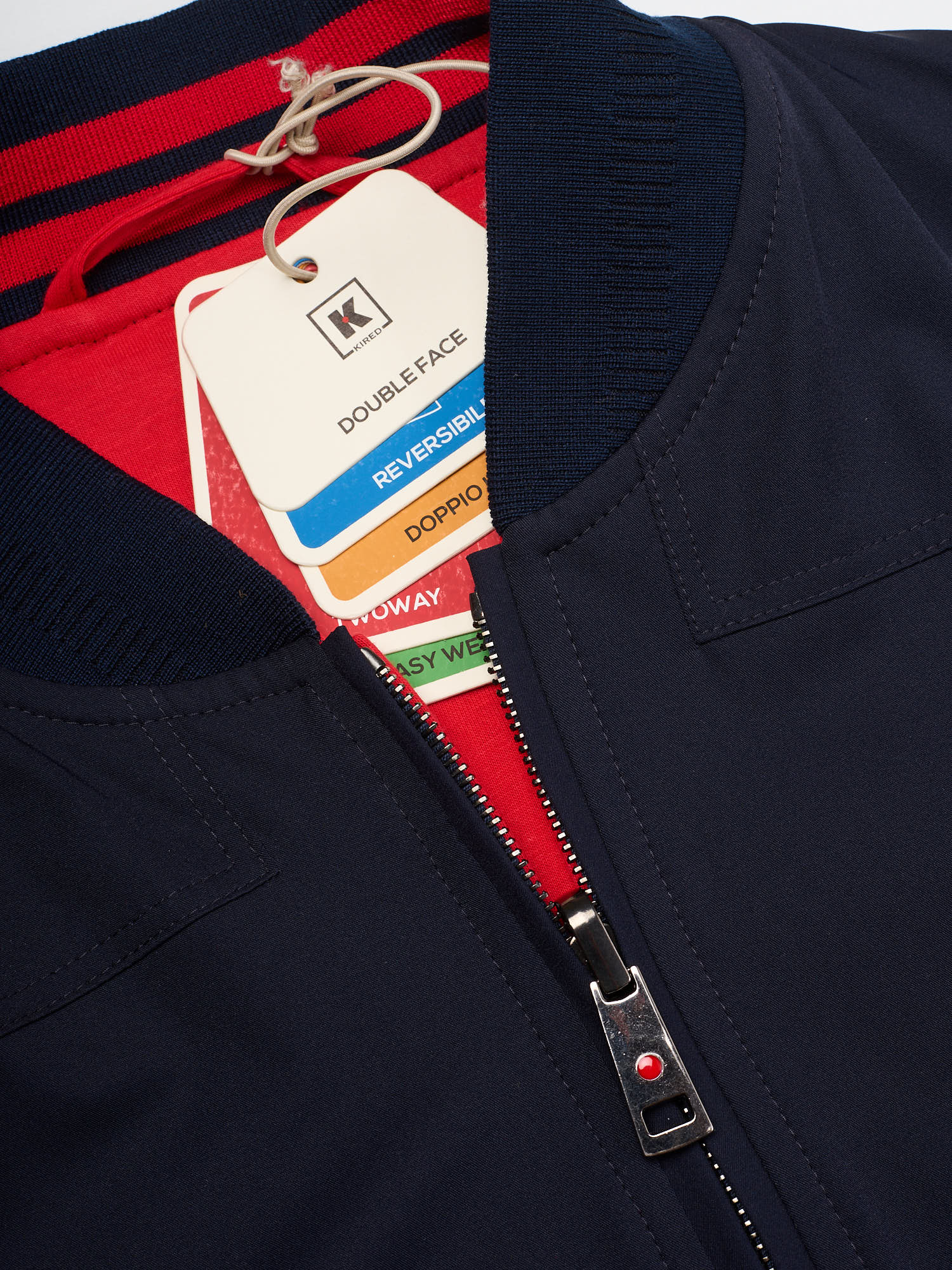 KITON KIRED Navy Blue-Red Reversible Bomber Jacket EU 50 NEW US M