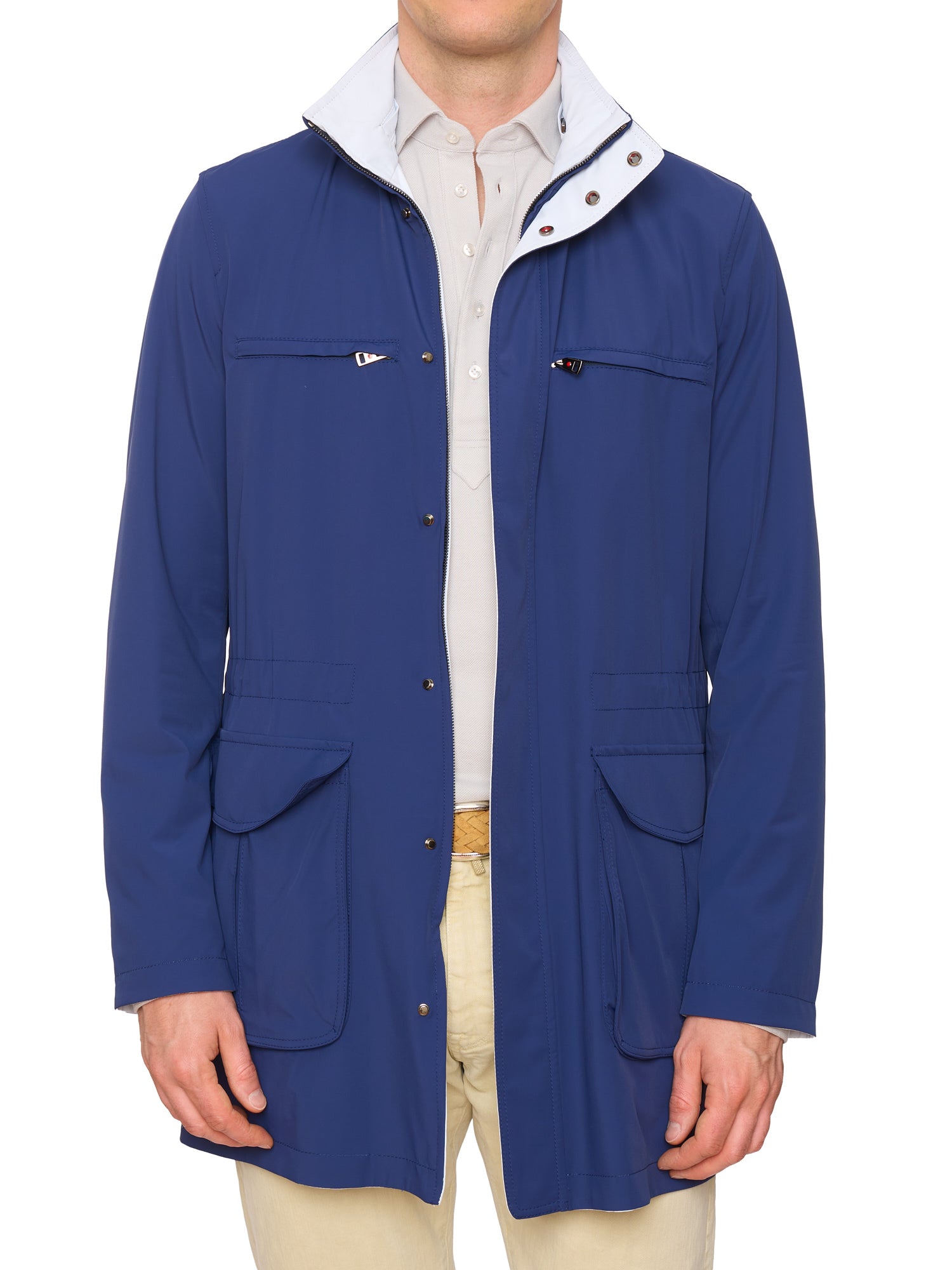 KITON KIRED Reversible Blue-White Parka Jacket EU 50 NEW US M