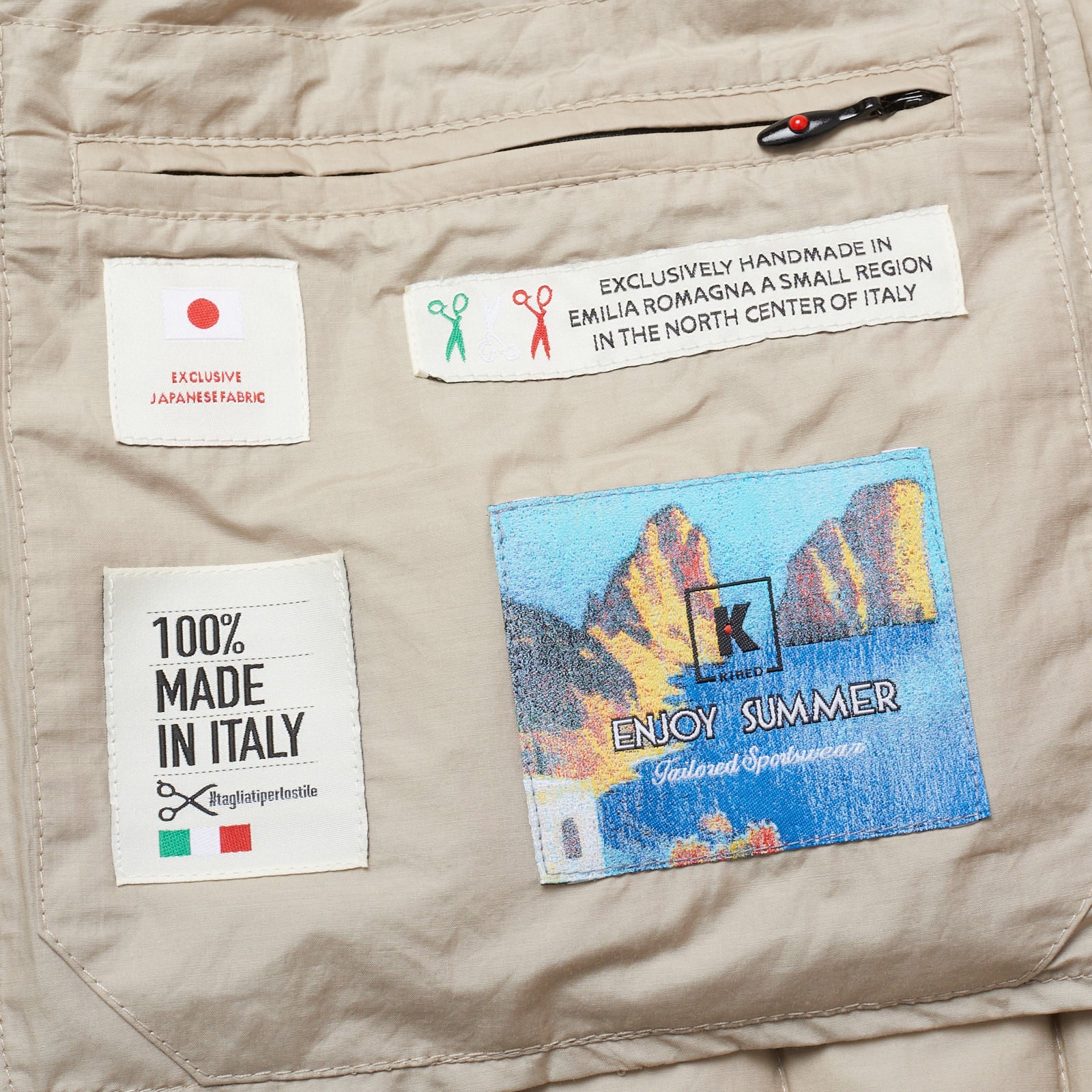 KITON KIRED Super Litek 60g "Cinghia" Tan Quilted Cotton Goose Down Vest 50 M KIRED