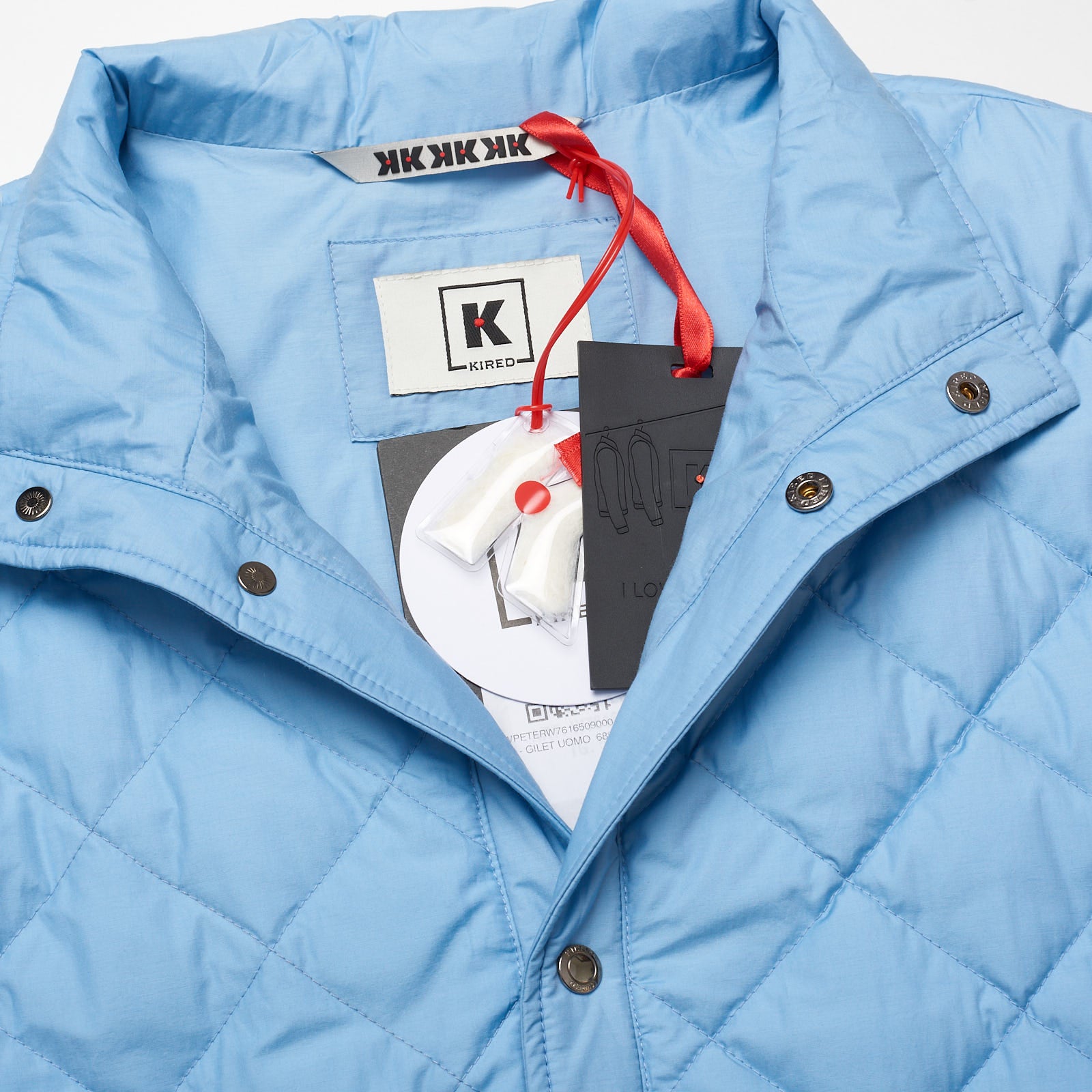 KITON KIRED Super Litek 60g "Peter" Sky Blue Quilted Cotton Goose Down Vest 50 M KIRED