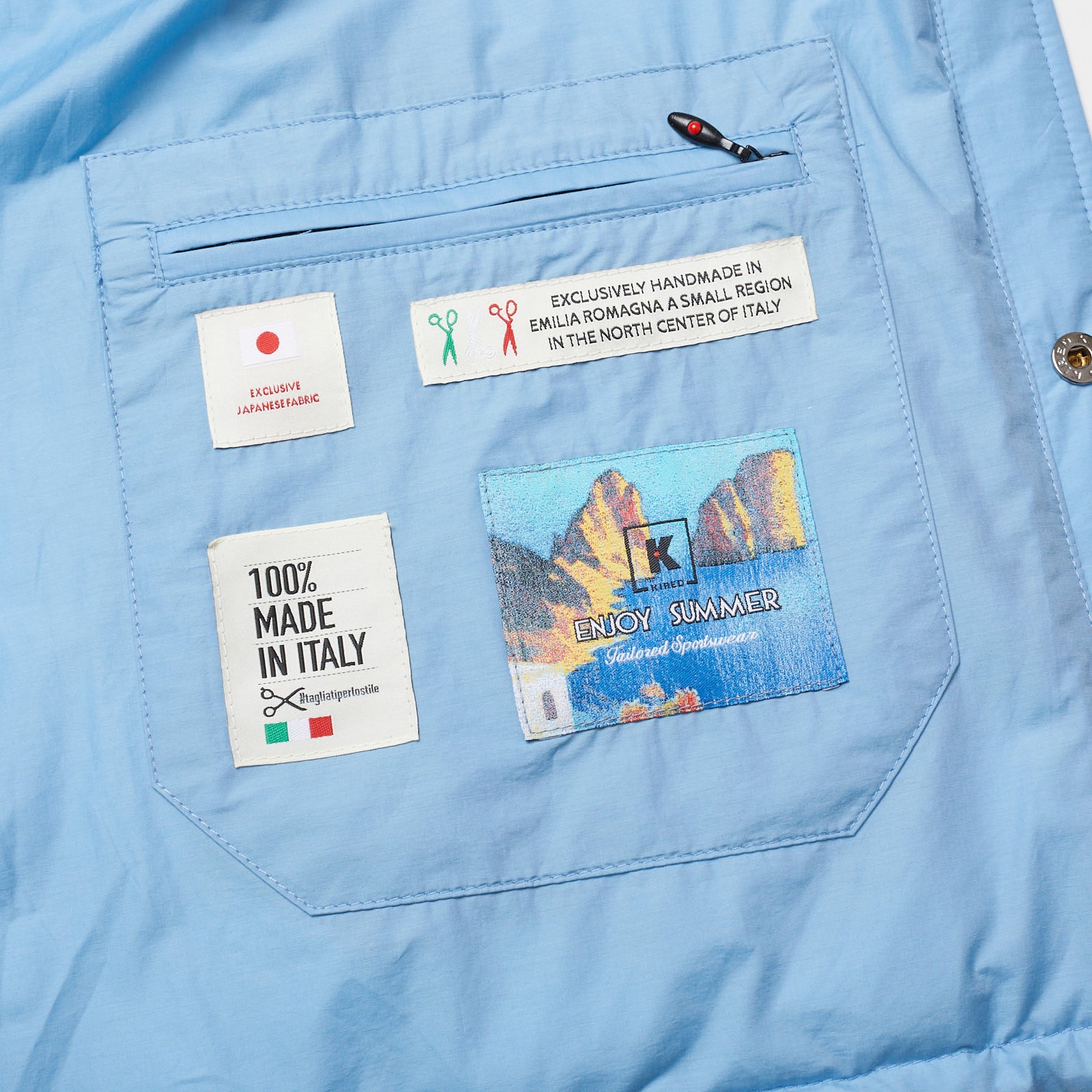 KITON KIRED Super Litek 60g "Peter" Sky Blue Quilted Cotton Goose Down Vest 50 M KIRED