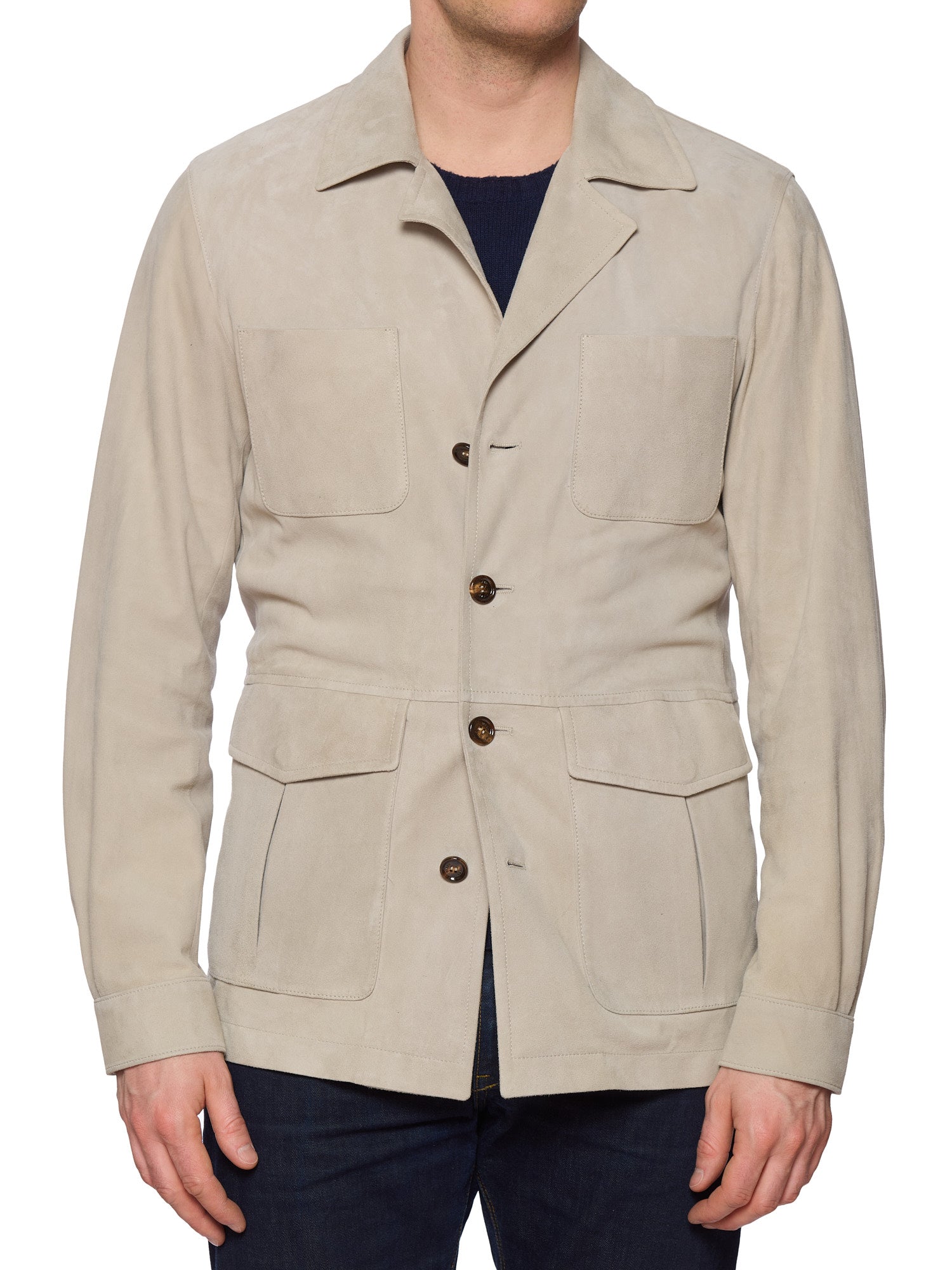 KITON KIRED Tailored Sportswear "Luk" Beige Lambskin Leather Safari Jacket M NEW