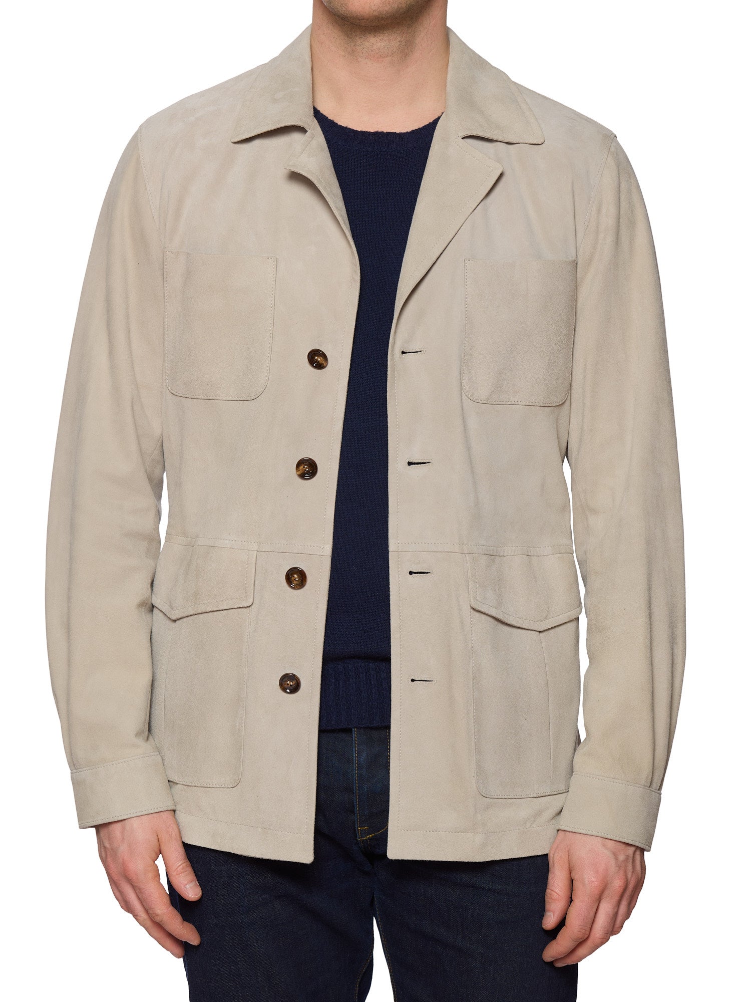 KITON KIRED Tailored Sportswear "Luk" Beige Lambskin Leather Safari Jacket M NEW