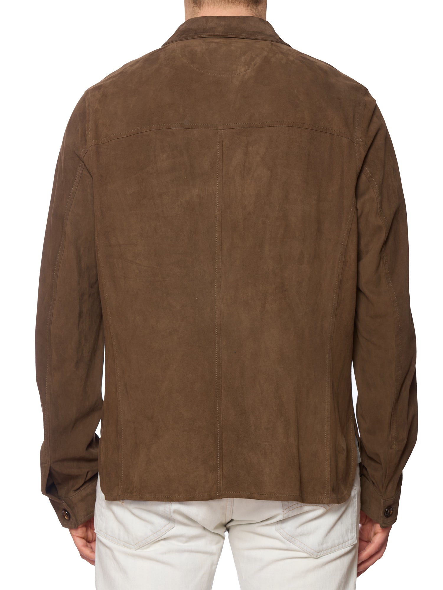 KITON KIRED "Parma" Brown Leather Unlined Lambskin Trucker Shirt Jacket