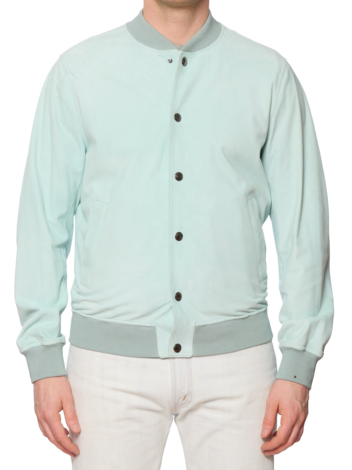 KITON KIRED "Tito" Teal Lambskin Leather Bomber Leather Blouson Jacket M NEW 2025