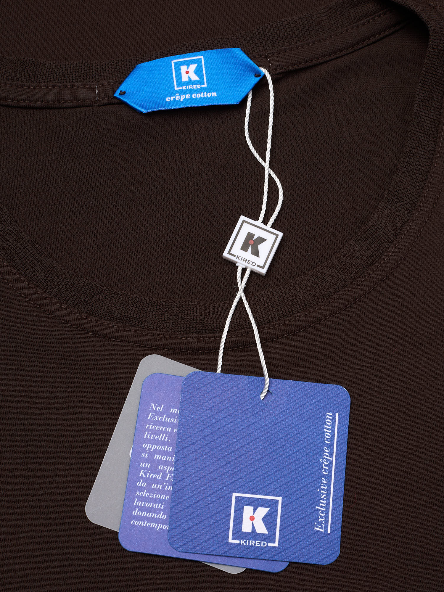 KITON KIRED "Bacio" Brown Exclusive Crepe Cotton Short Sleeve T-Shirt