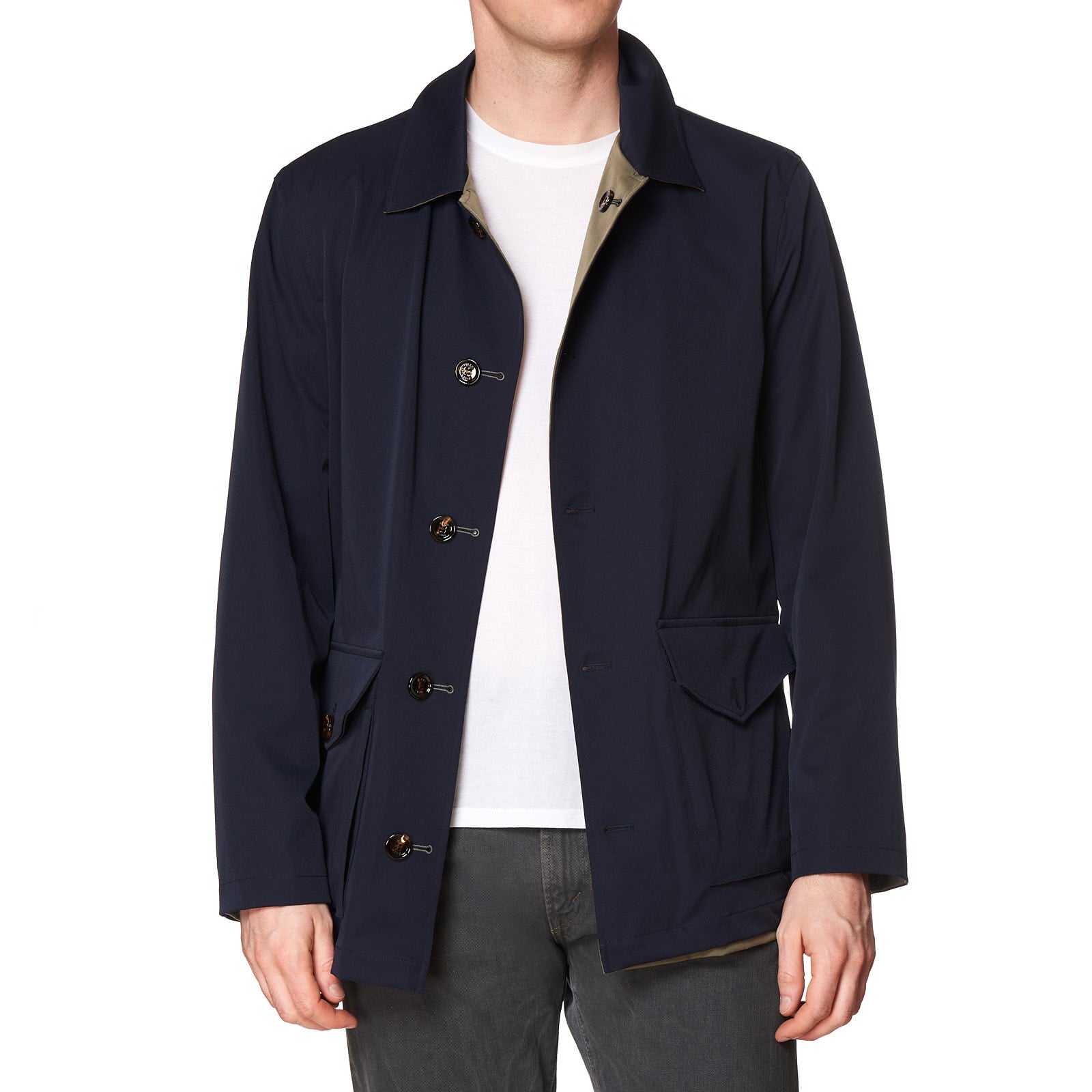 KITON KIRED "Bart2" Navy Blue-Olive Reversible Rain Jacket Blouson KIRED