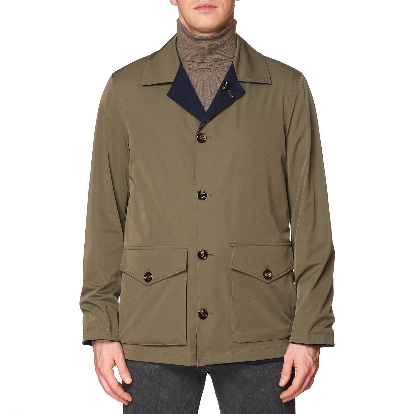 KITON KIRED "Bart2" Navy Blue-Olive Reversible Rain Jacket Blouson KIRED