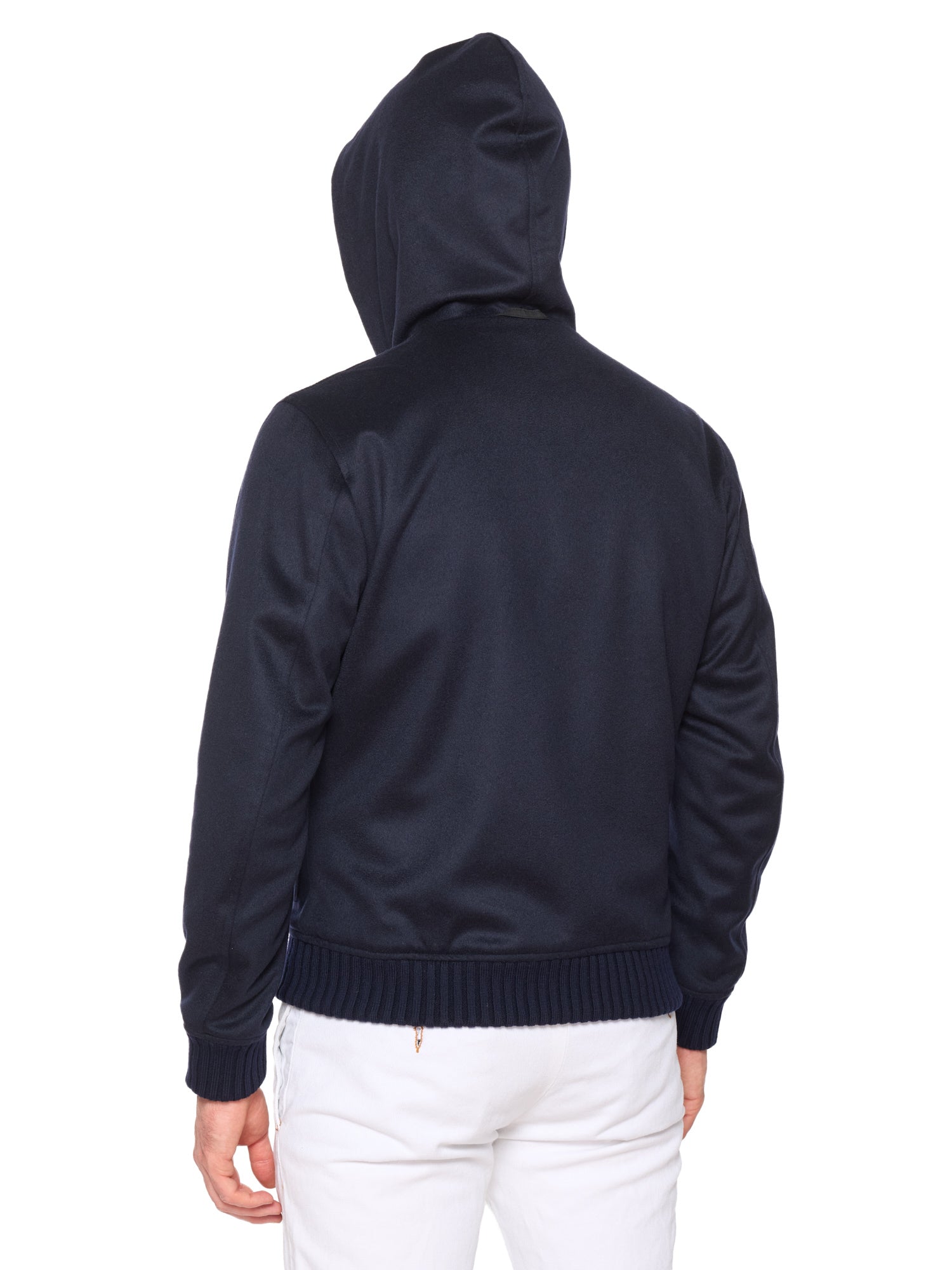 KITON KIRED "Barwa" Navy Cashmere Reversible Hooded Bomber Jacket