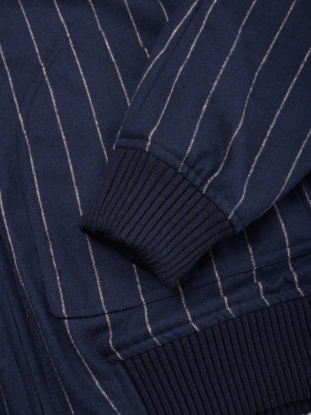 KITON KIRED "Barwa" Navy Chalkstripe Reversible Hooded Bomber Jacket
