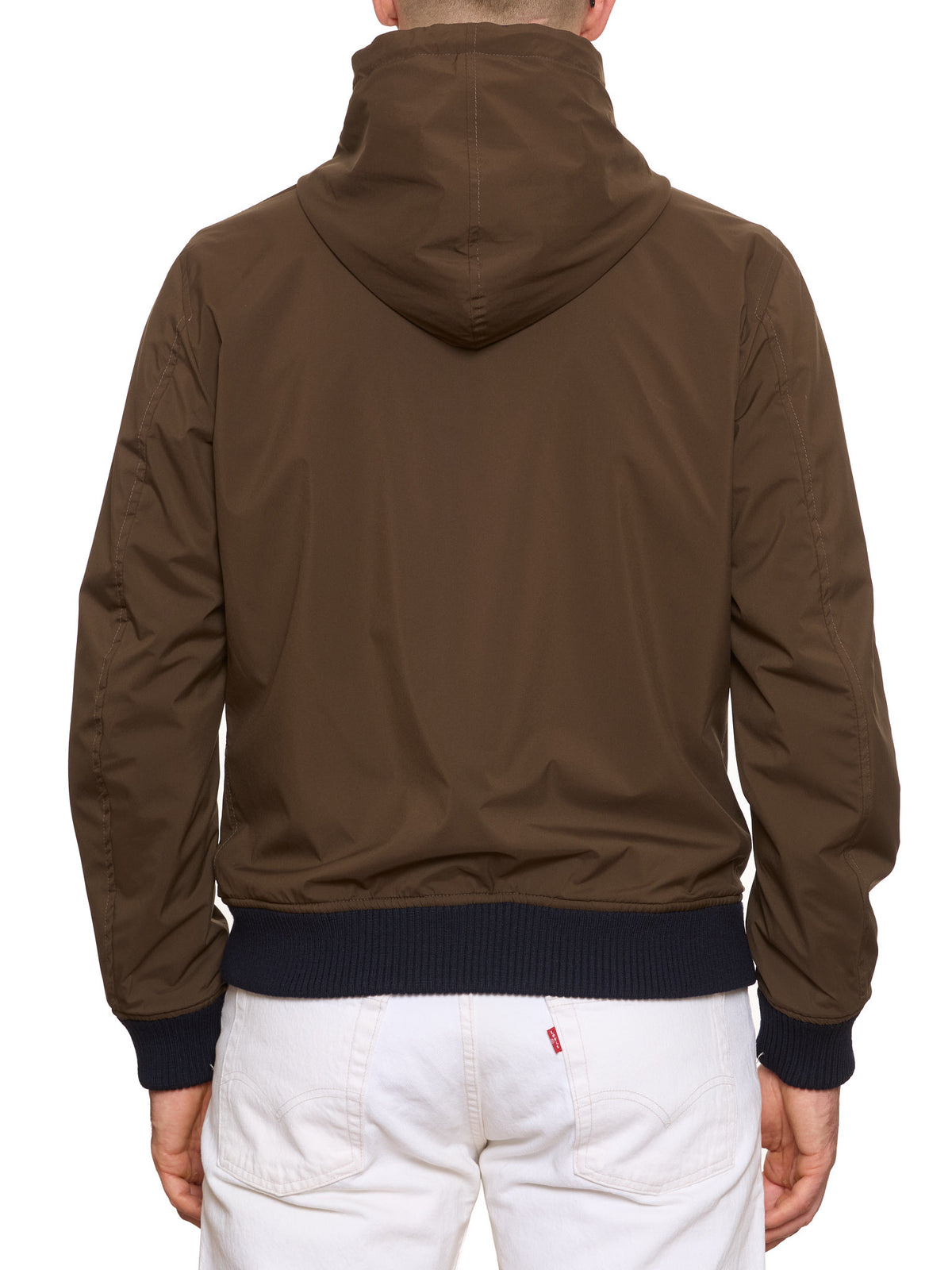KITON KIRED "Barwa" Navy Chalkstripe Reversible Hooded Bomber Jacket