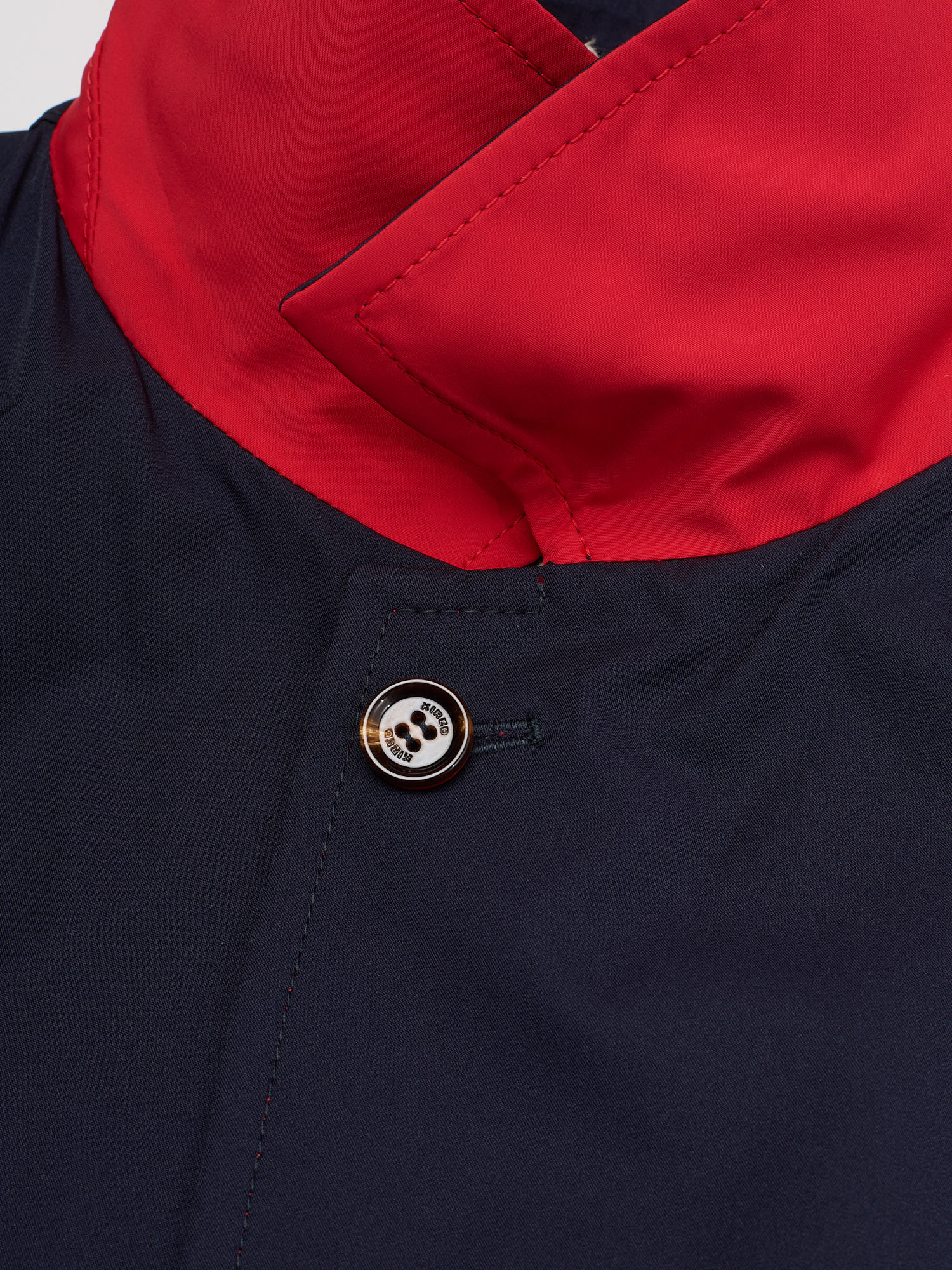 KITON KIRED "Ben" Reversible Navy-Red Polyamide Rain Coat Mac EU 50 US M