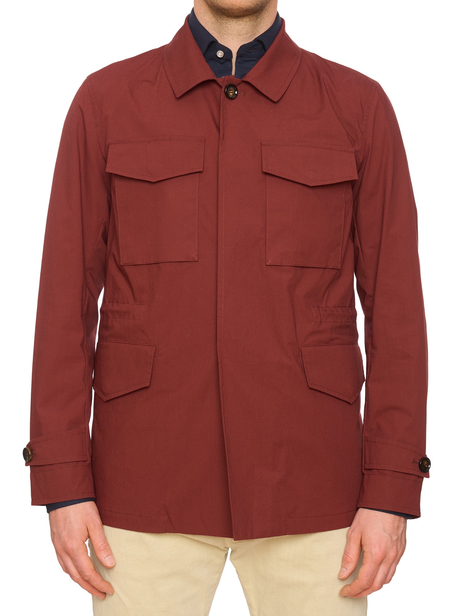 KITON KIRED "Bugna" Burgundy Carlo Barbera Cotton Stretch Field Jacket EU 50 NEW US M