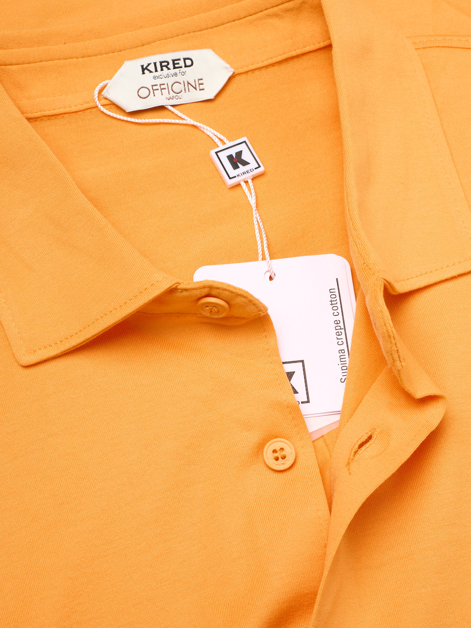 KITON KIRED "Capri" Orange Crepe Cotton Long Sleeve Shirt