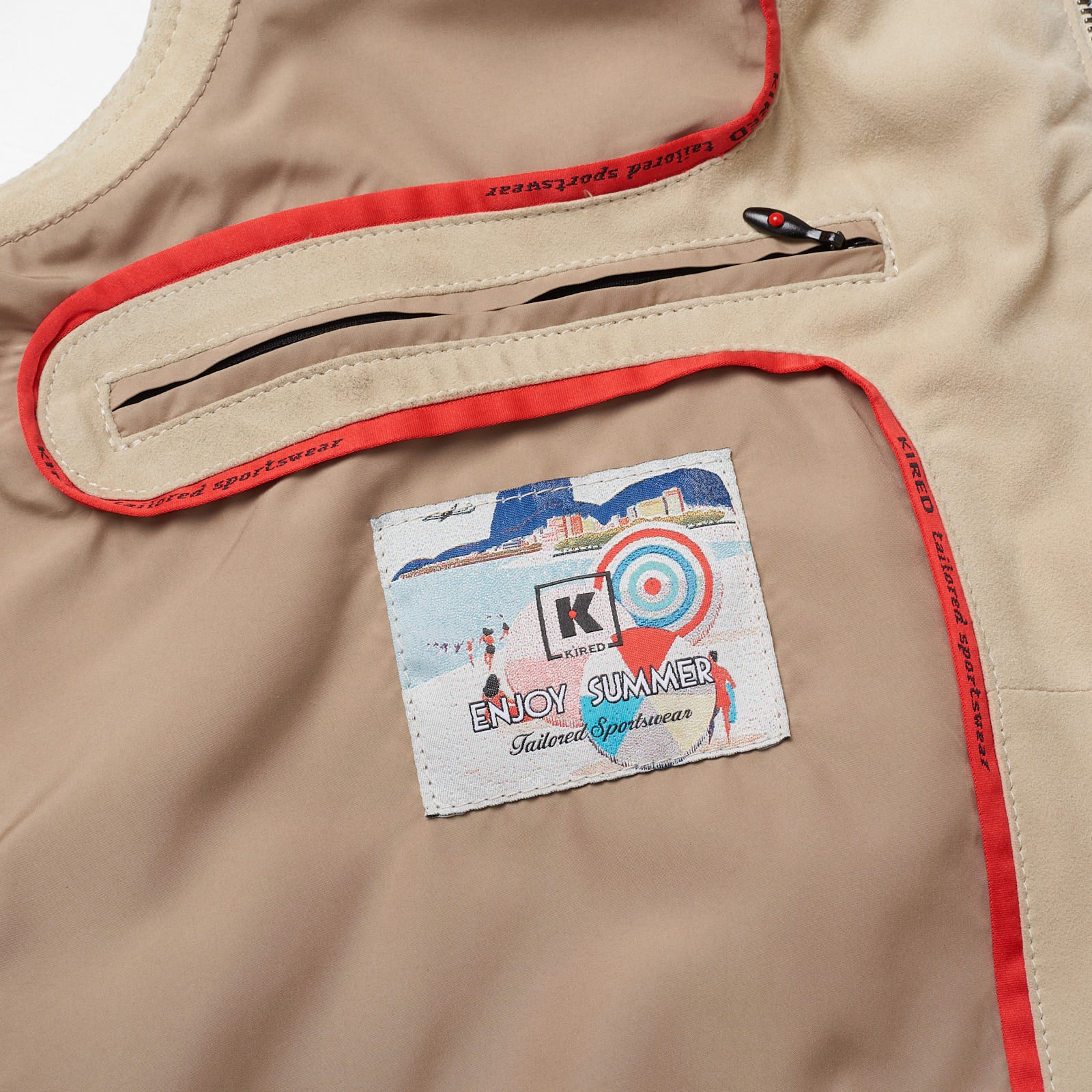 KITON KIRED "Est" Beige Lambskin Suede Leather Vest 48 S KIRED