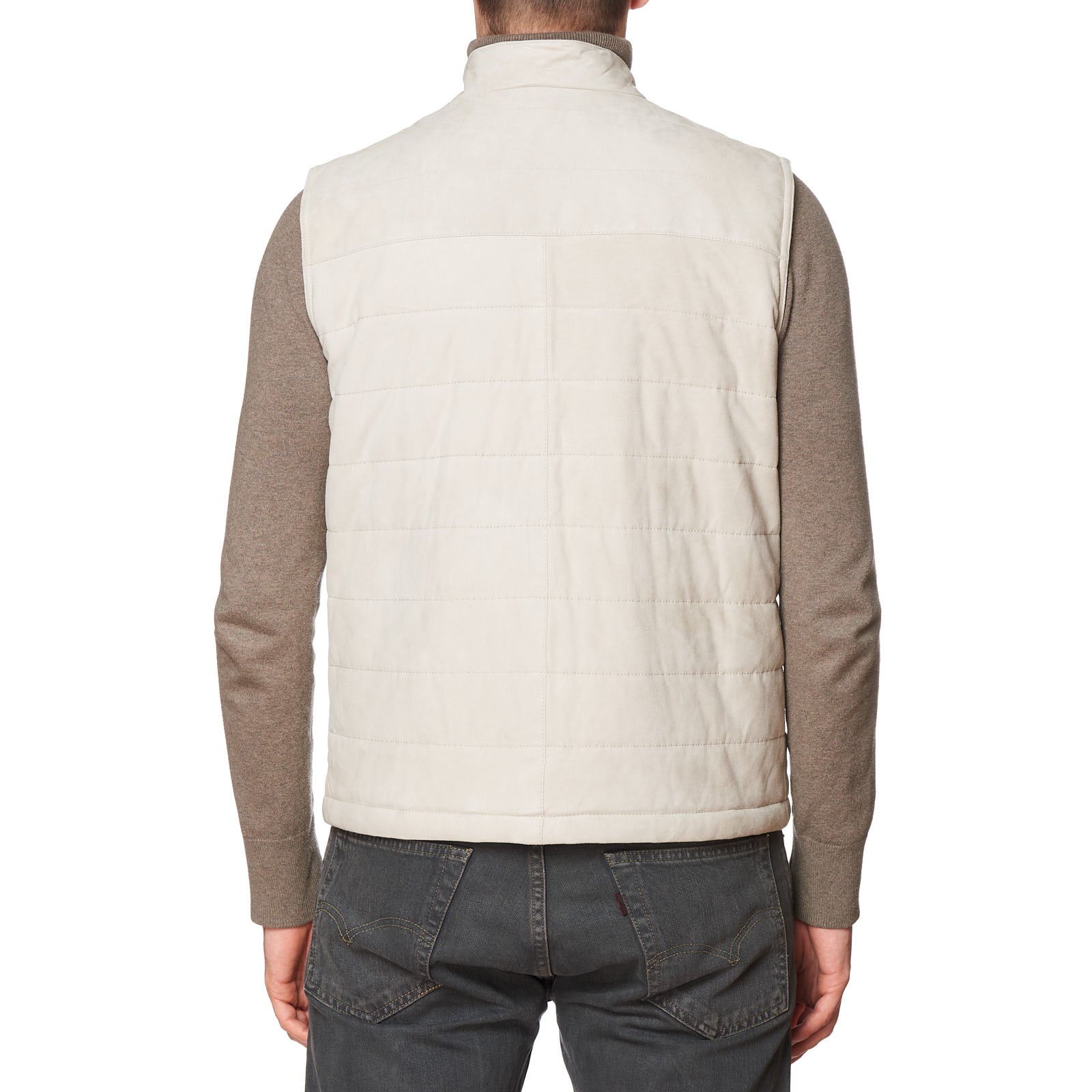 KITON KIRED "Est" Light Gray Lambskin Leather Vest 50 M KIRED