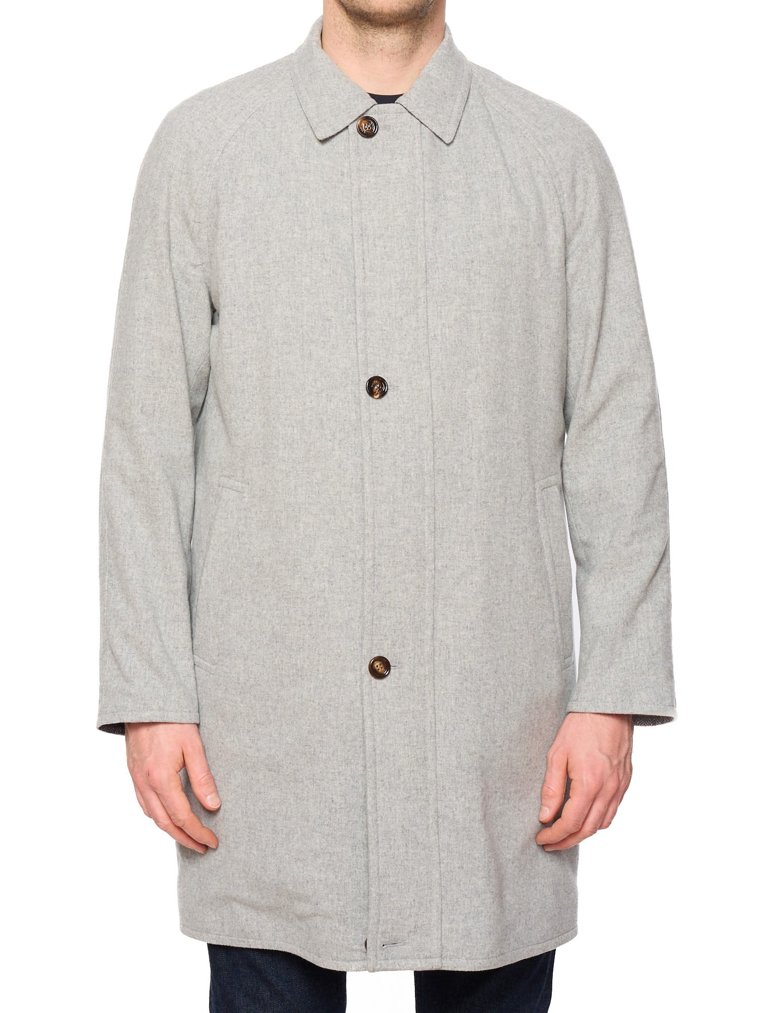 KITON KIRED "Ferru" Gray-Herringbone Reversible Double Face Coat 2026