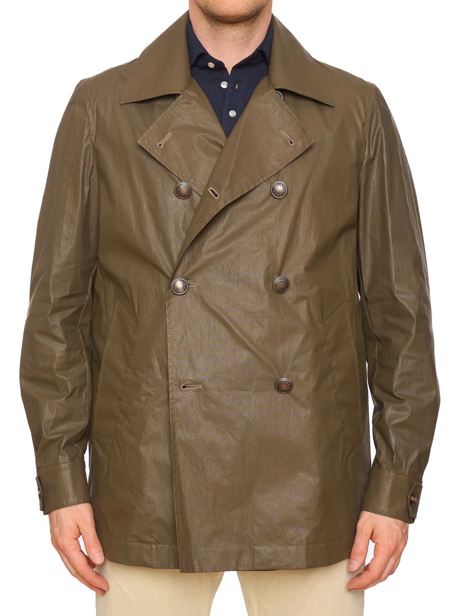 KITON KIRED "Flo" Khakie Pea coat Rain Jacket EU 50 NEW US M Textek