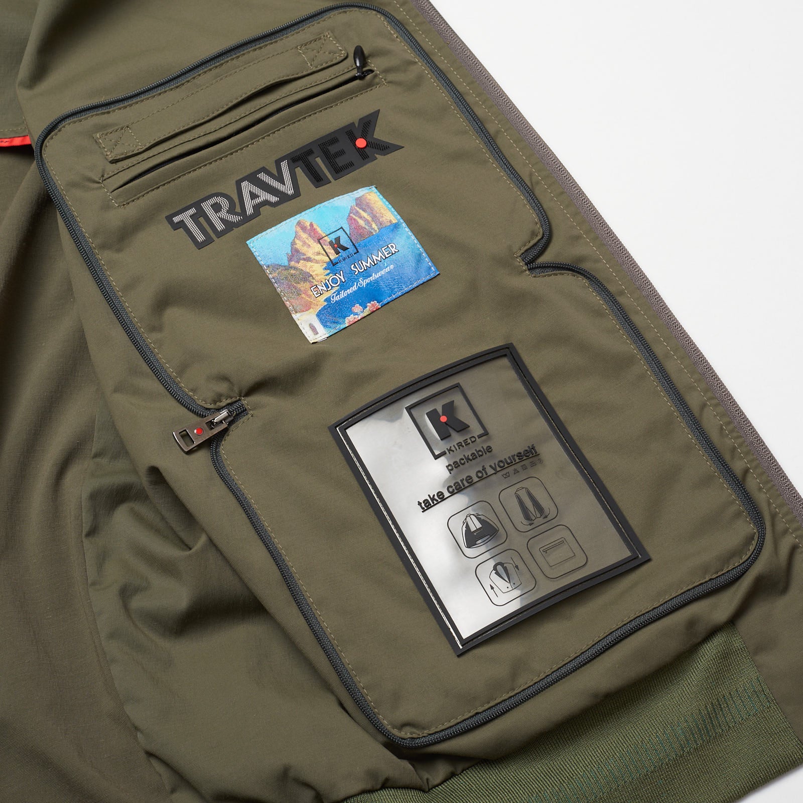 KITON KIRED "Igigi" Polyamide Green Hidden Hooded Packable Vest 50 M KIRED