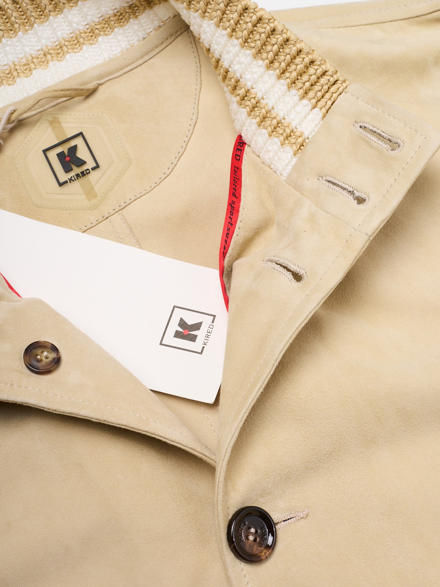 KITON KIRED "IgorP" Beige Suede Leather Varsity Jacket Blouson EU 50 NEW US M