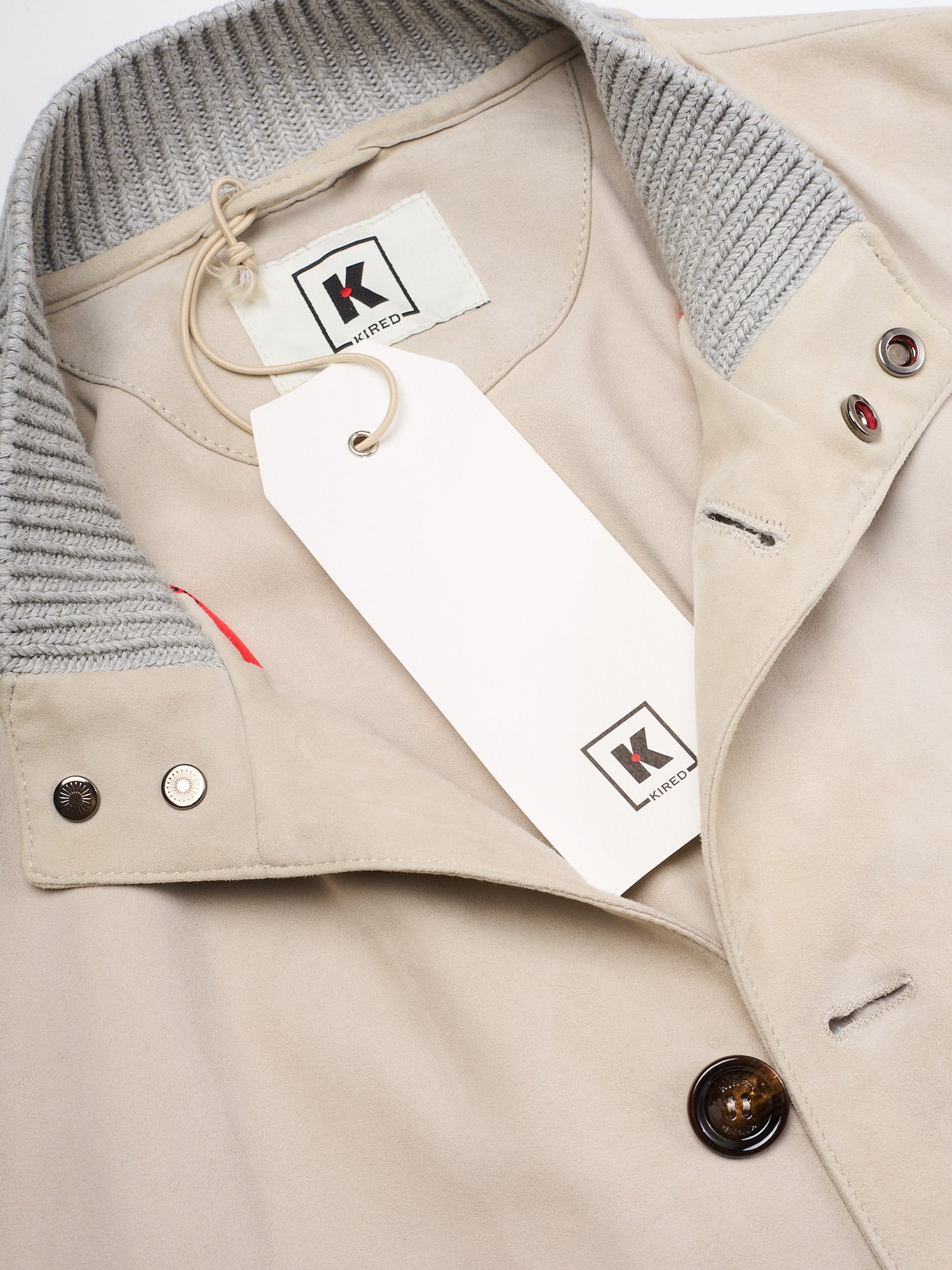 KITON KIRED "Igor" Beige Lambskin Leather Varsity Leather Jacket EU 50 NEW US M