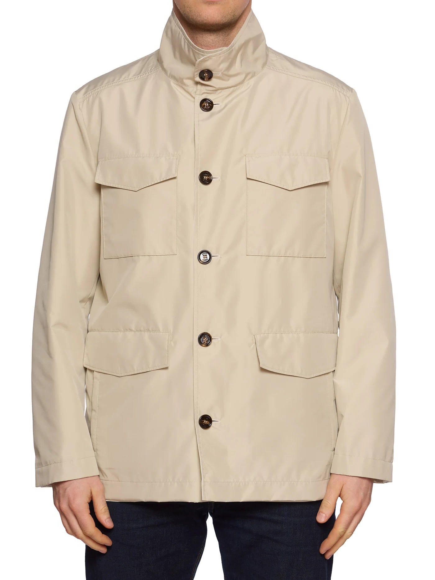 KITON KIRED "Jak" Beige-White Reversible Packable Safari Jacket EU 50 NEW US M