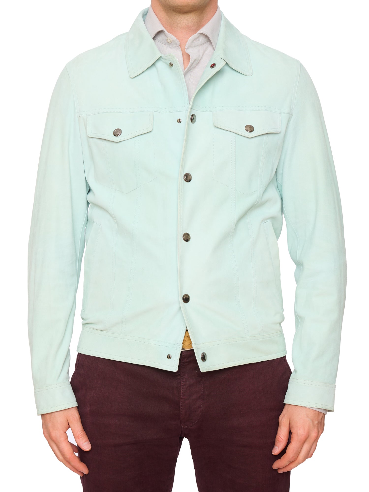 KITON KIRED "Junji" Teal Lambskin Suede Leather Jacket EU 50 NEW US M 2025