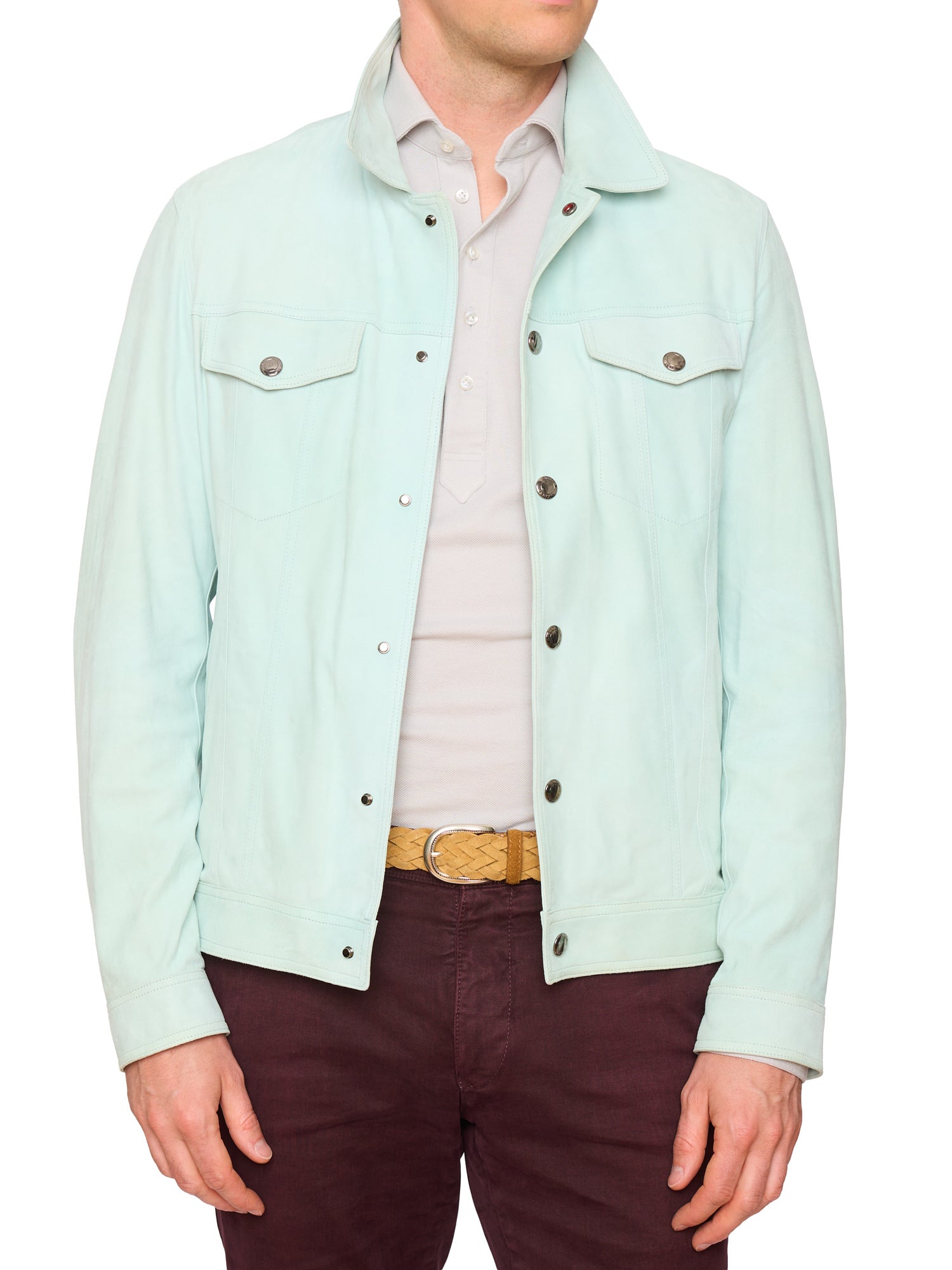 KITON KIRED "Junji" Teal Lambskin Suede Leather Jacket EU 50 NEW US M 2025