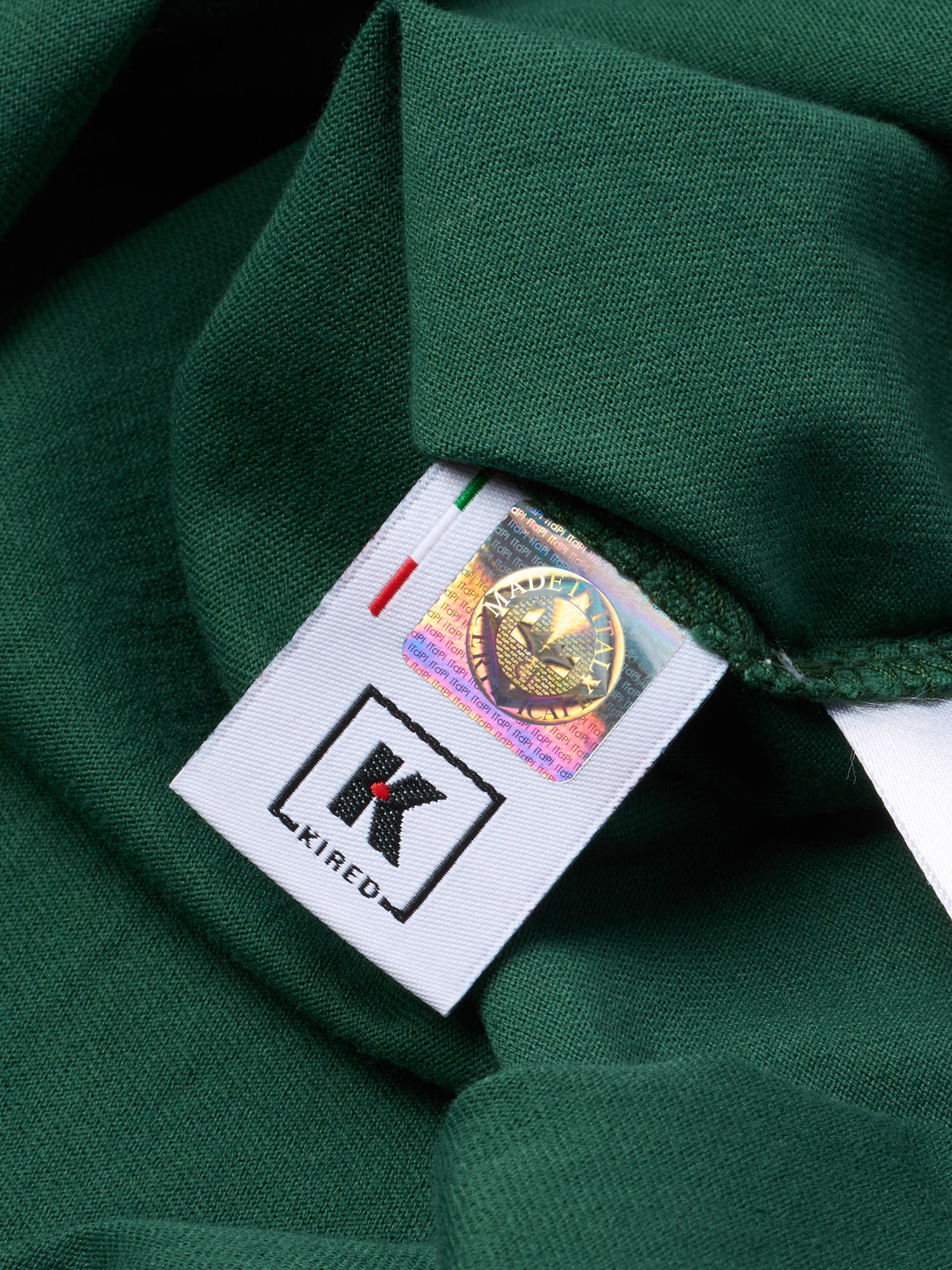 KITON KIRED "Kiss" Green Exclusive Crepe Cotton Short Sleeve T-Shirt