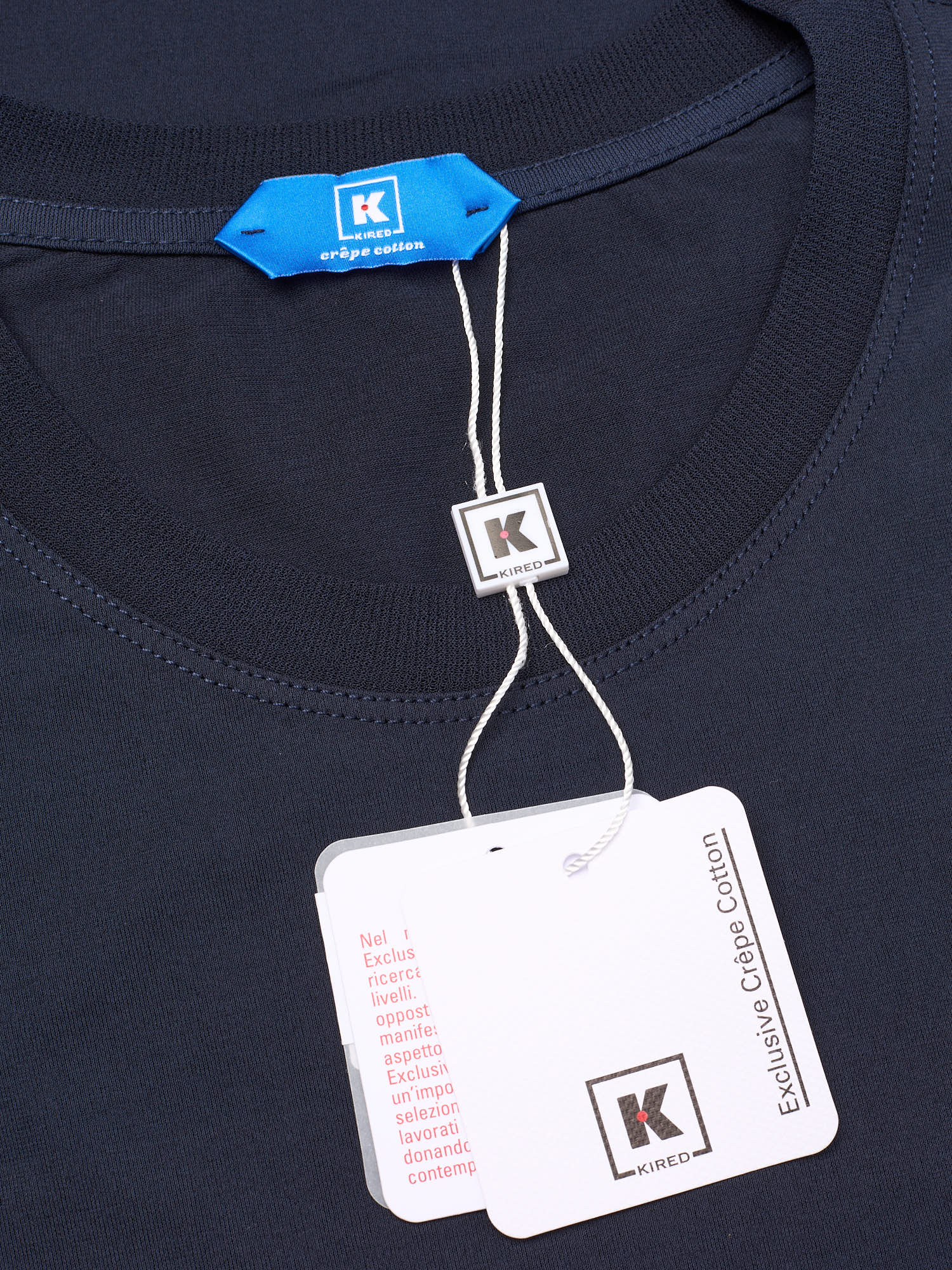 KITON KIRED "Kiss" Navy Blue Exclusive Crepe Cotton Long Sleeve T-Shirt