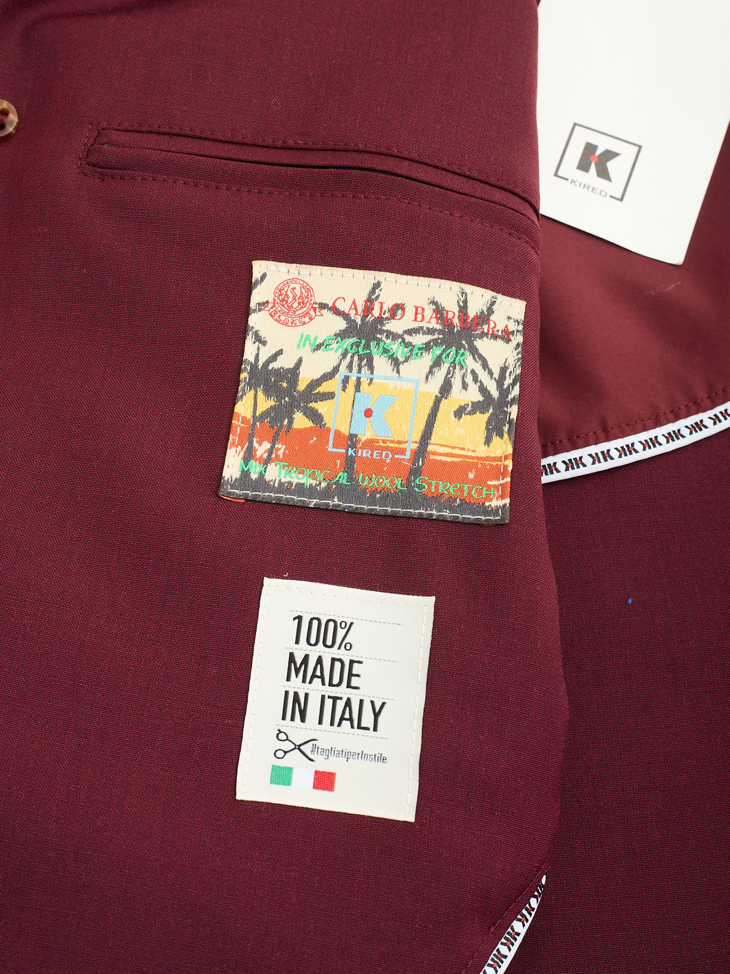 KITON KIRED "Leo" Burgundy Carlo Barbera Tropical Wool Jacket EU 50 NEW US M 2025