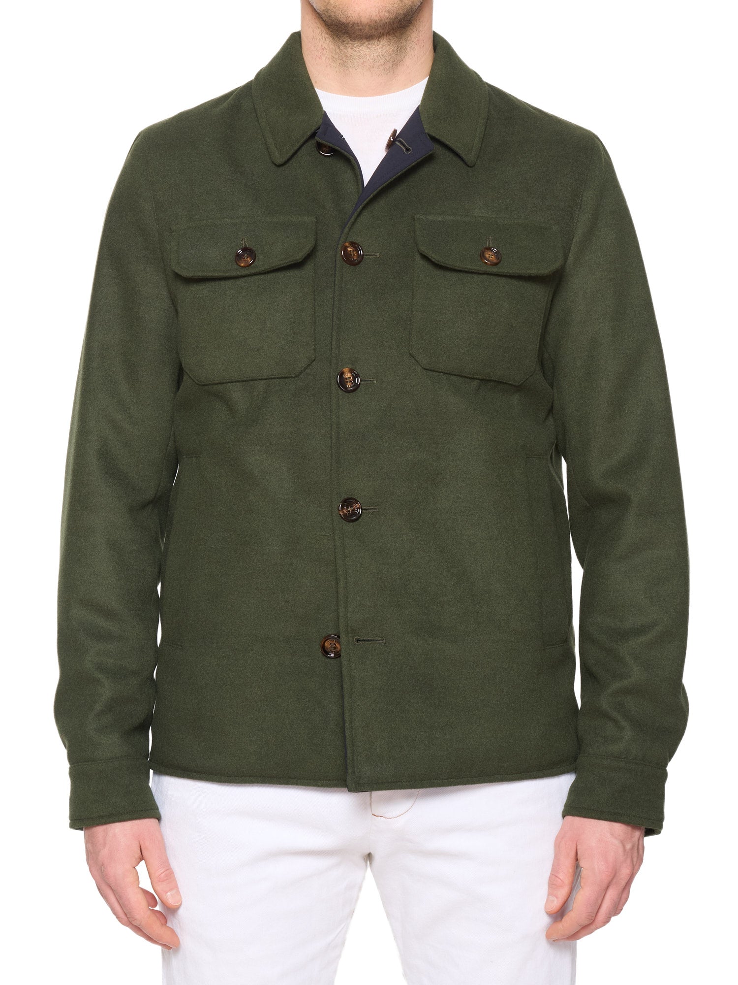 KITON KIRED "Nanda" Green-Navy Reversible Double Face Utility Jacket