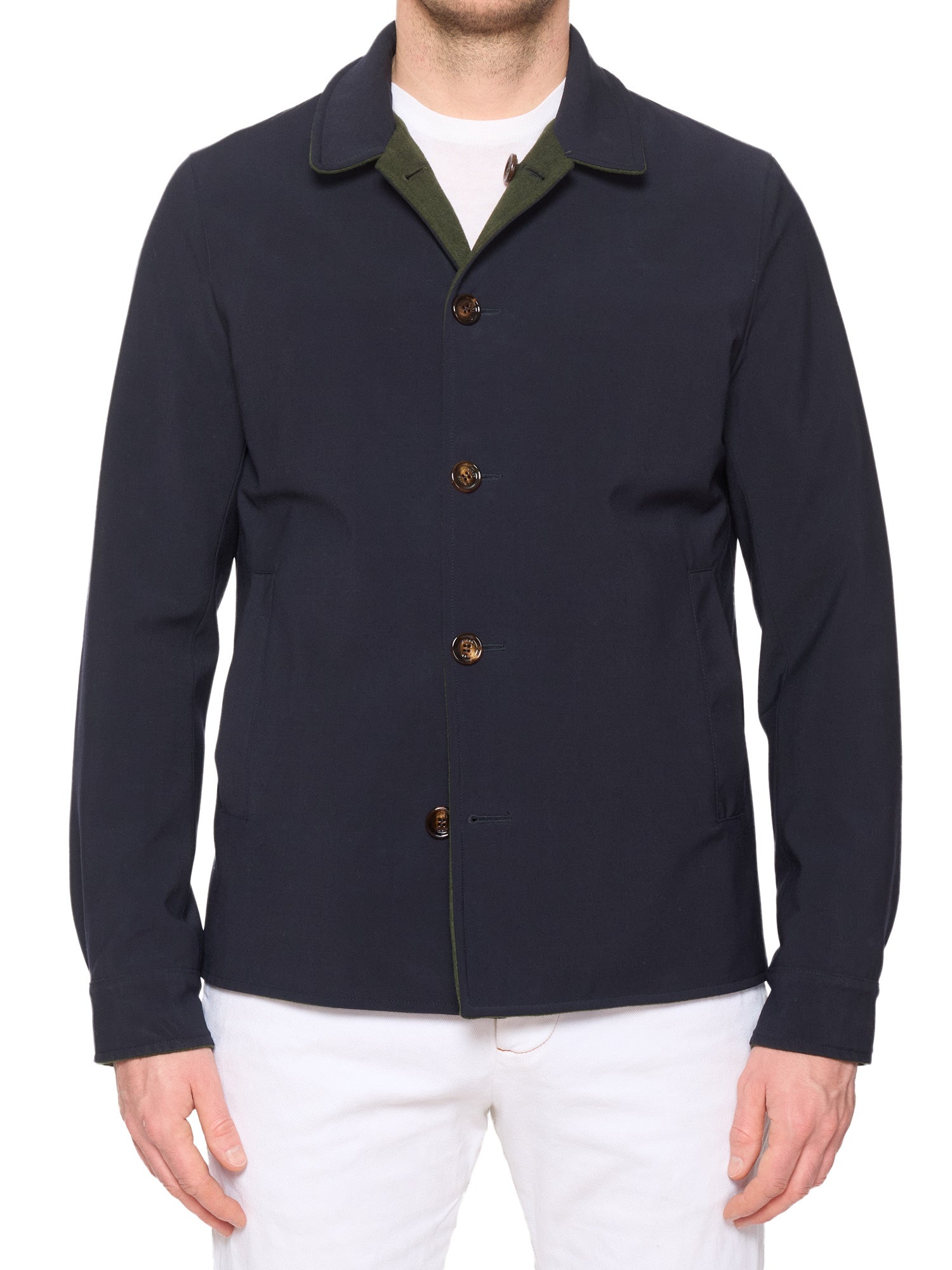 KITON KIRED "Nanda" Green-Navy Reversible Double Face Utility Jacket