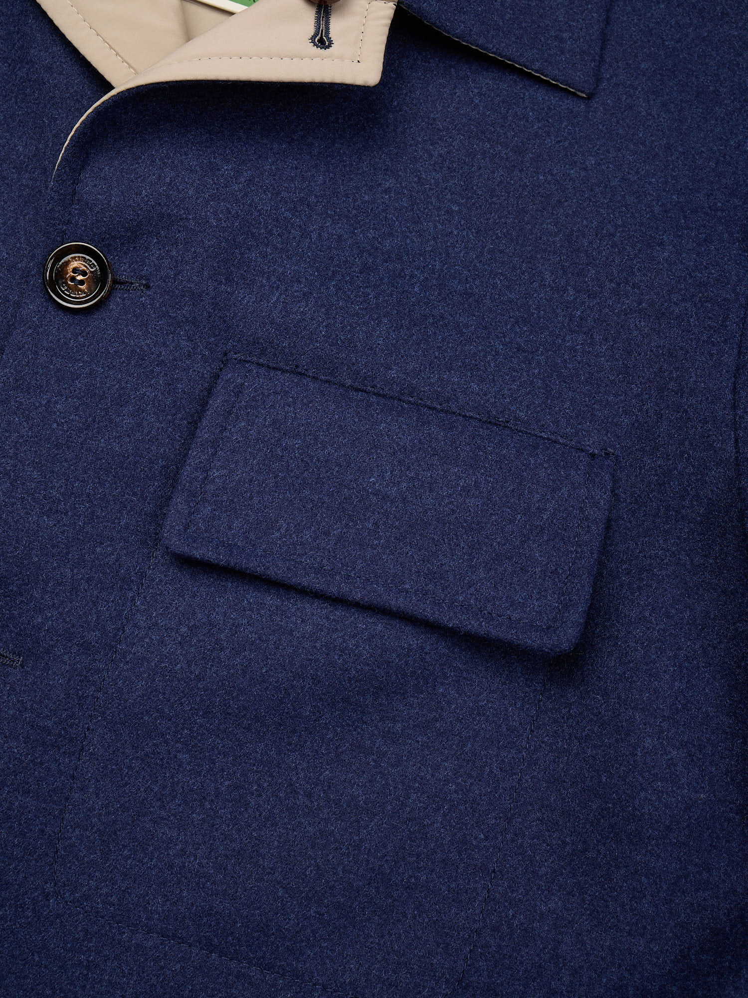 KITON KIRED "Nore" Blue-Beige Reversible Double Face Safari Jacket