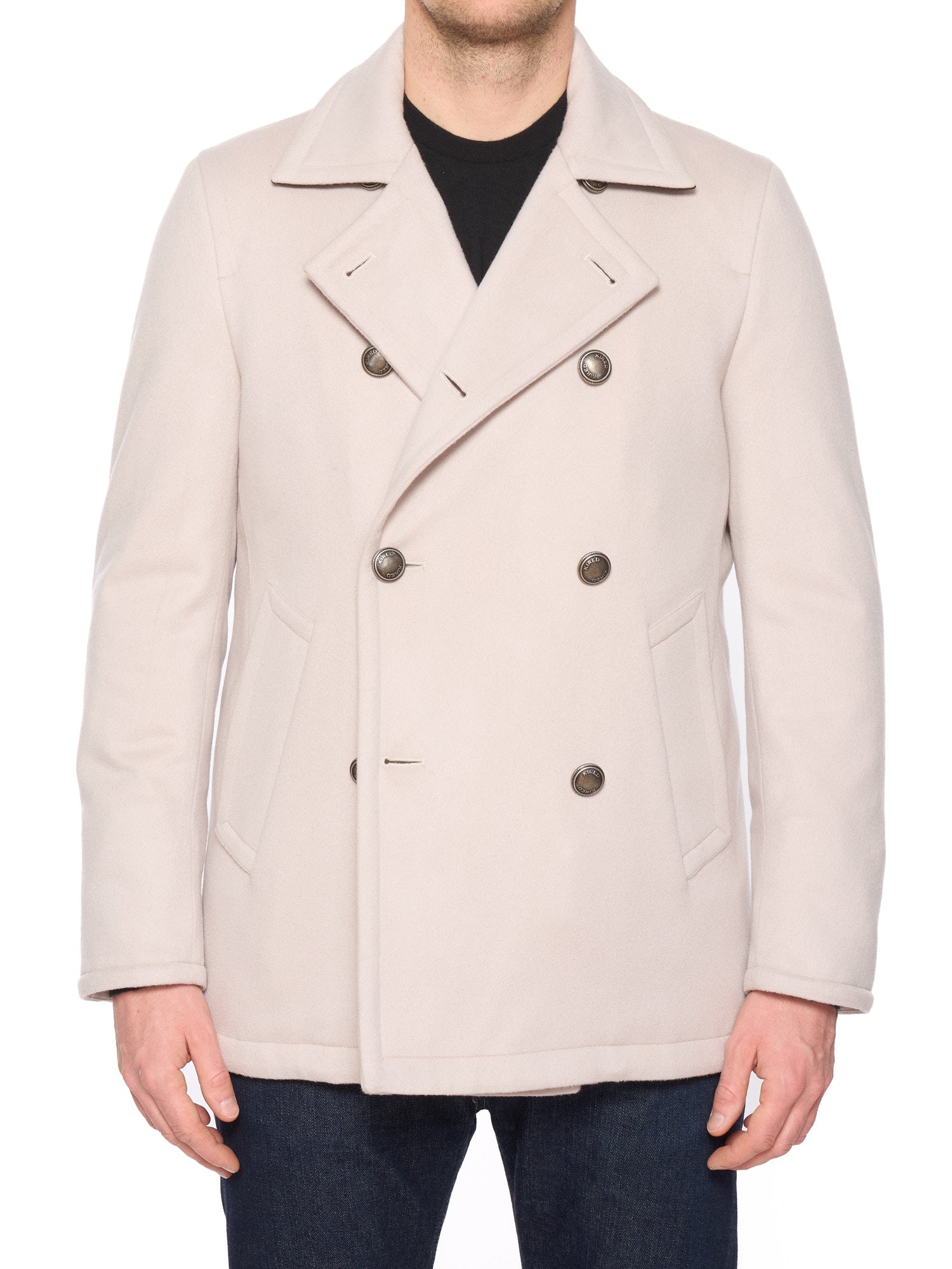 KITON KIRED "Oglio" Beige Flannel Cashmere DB Peacoat Jacket