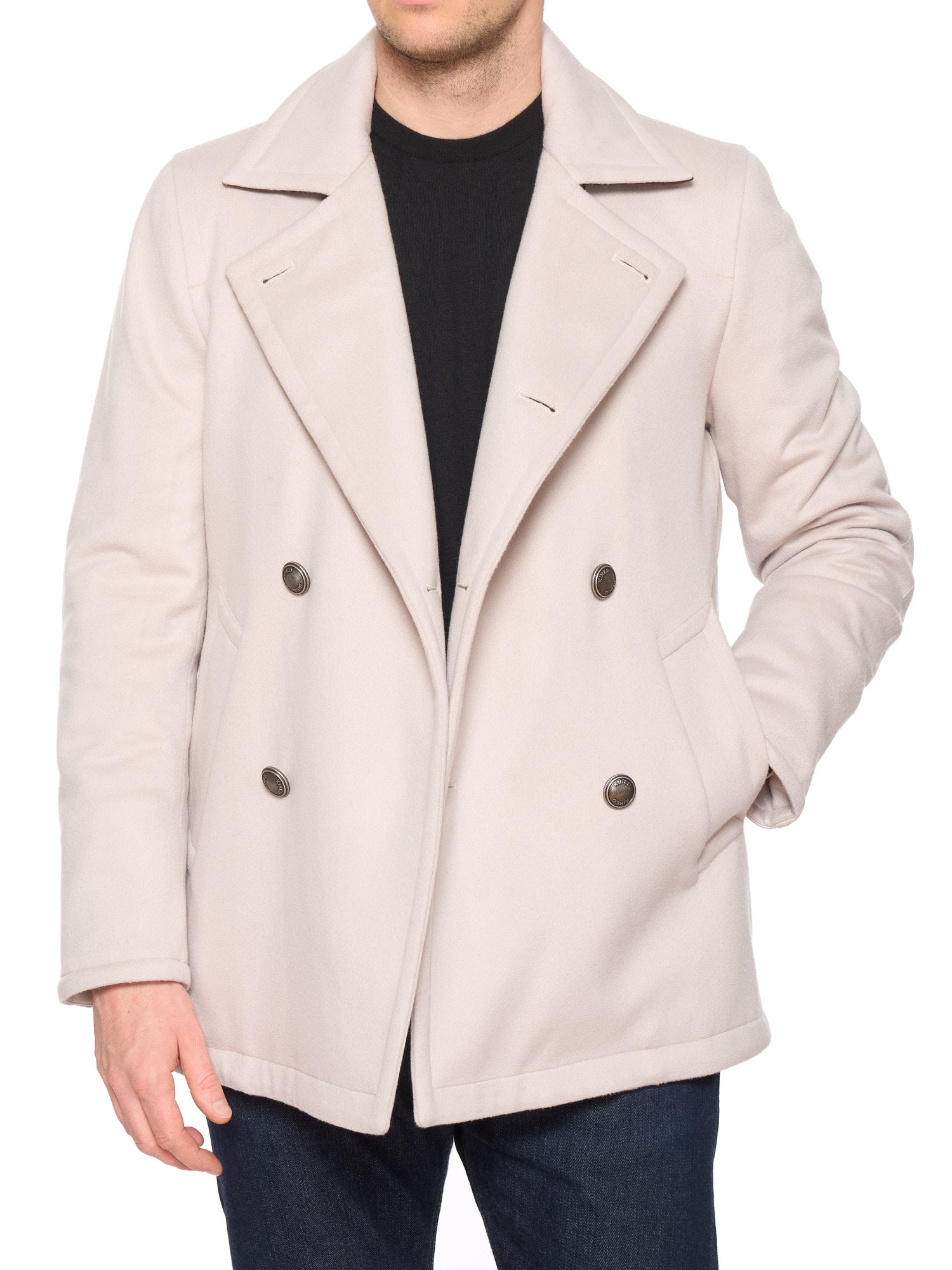 KITON KIRED "Oglio" Beige Flannel Cashmere DB Peacoat Jacket