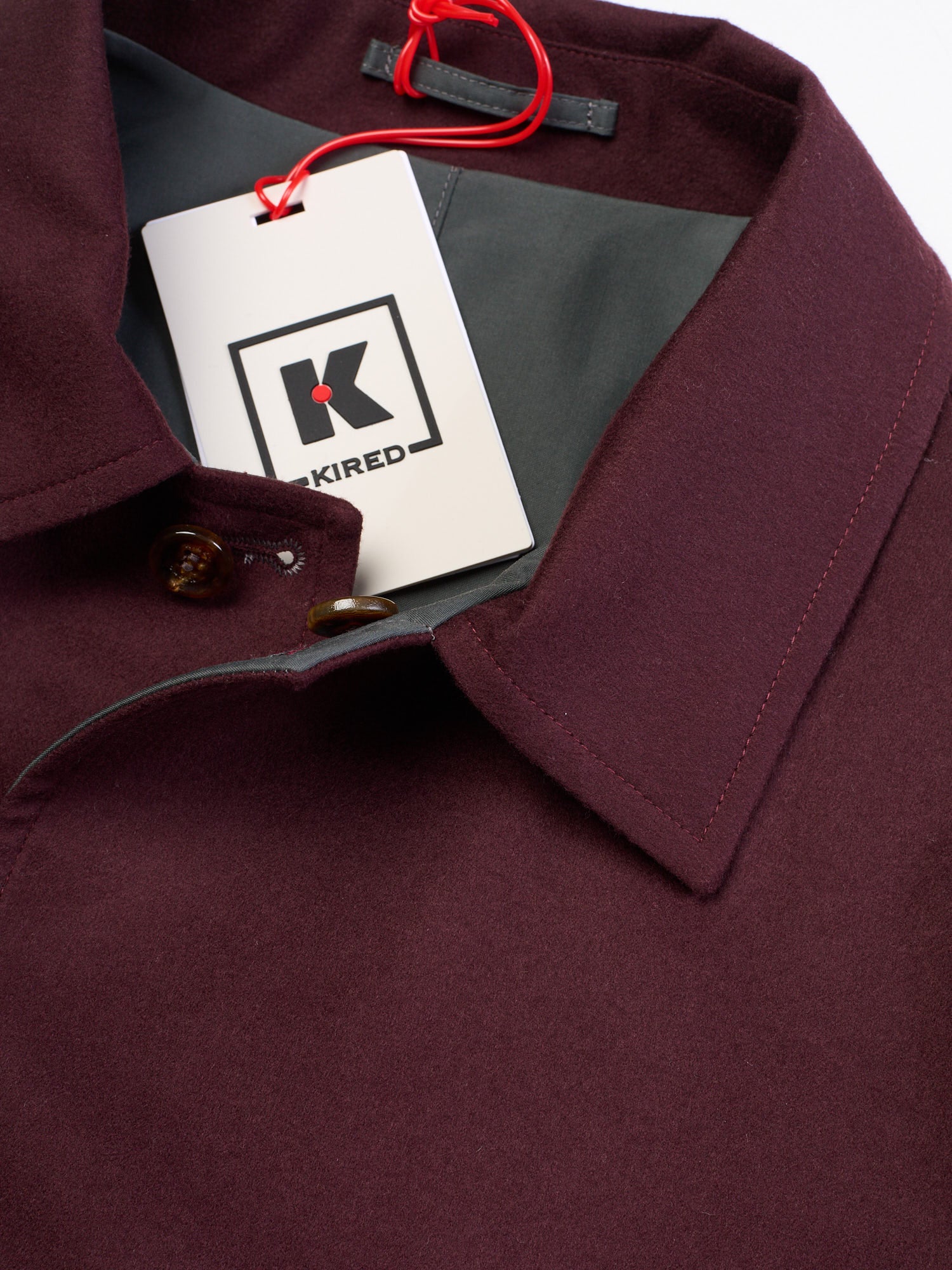KITON KIRED "Peak" Burgundy-Gray Reversible Double Faced Coat