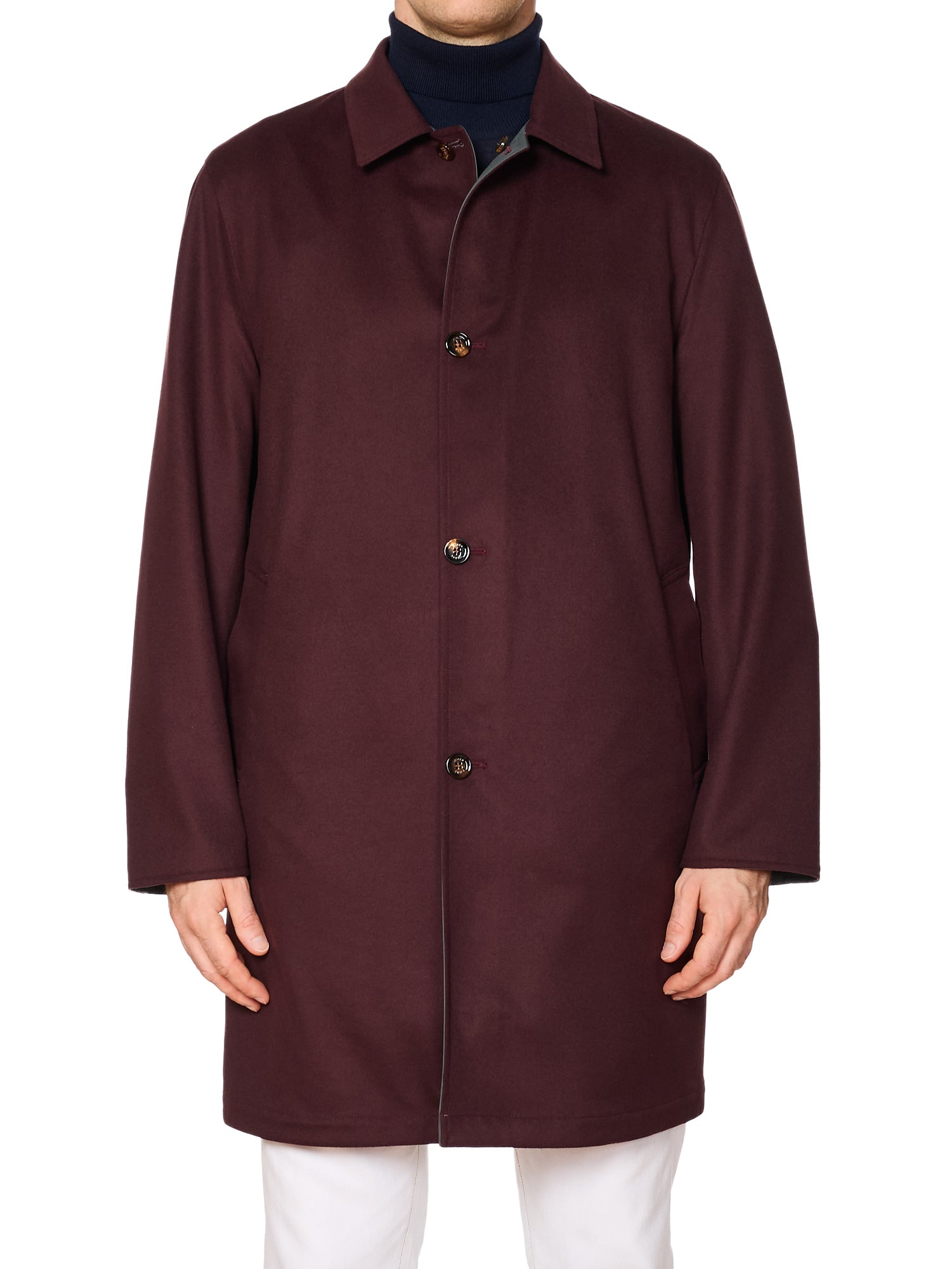 KITON KIRED "Peak" Burgundy-Gray Reversible Double Faced Coat