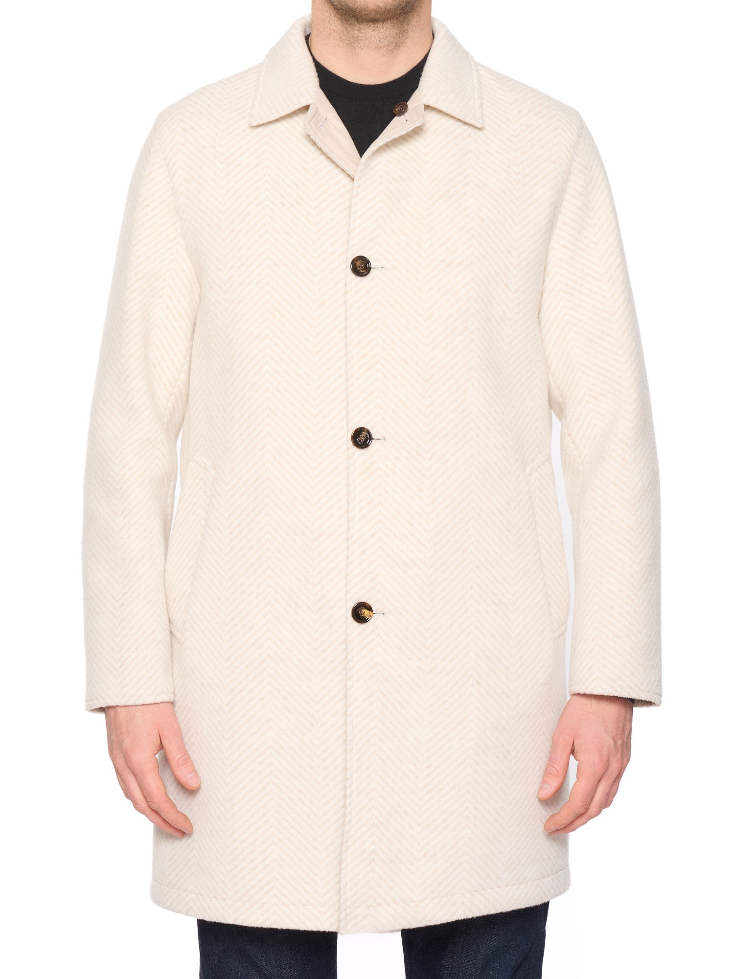 KITON KIRED "Peak" Cream Heavy Reversible Double Sided Coat Zegna Cloth
